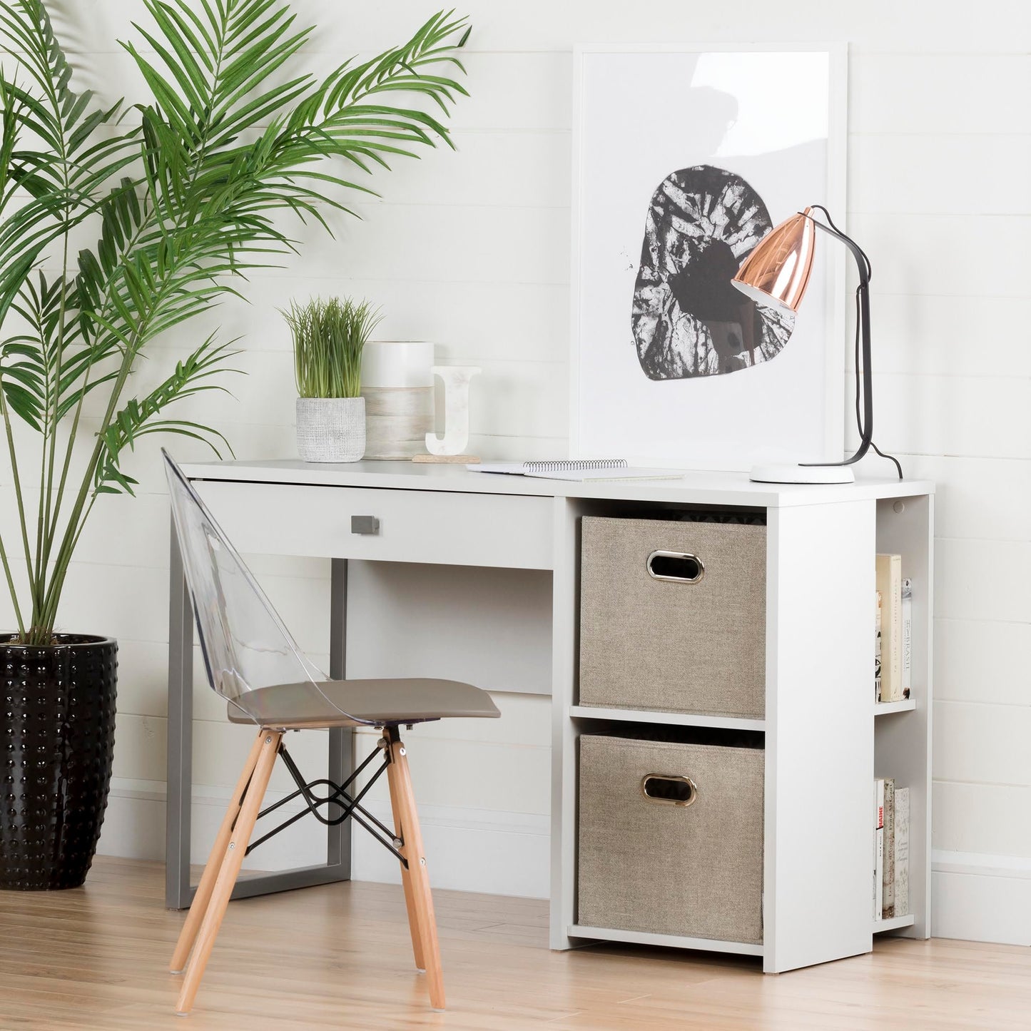 South Shore Eiffel Style Chair, Gray Wood