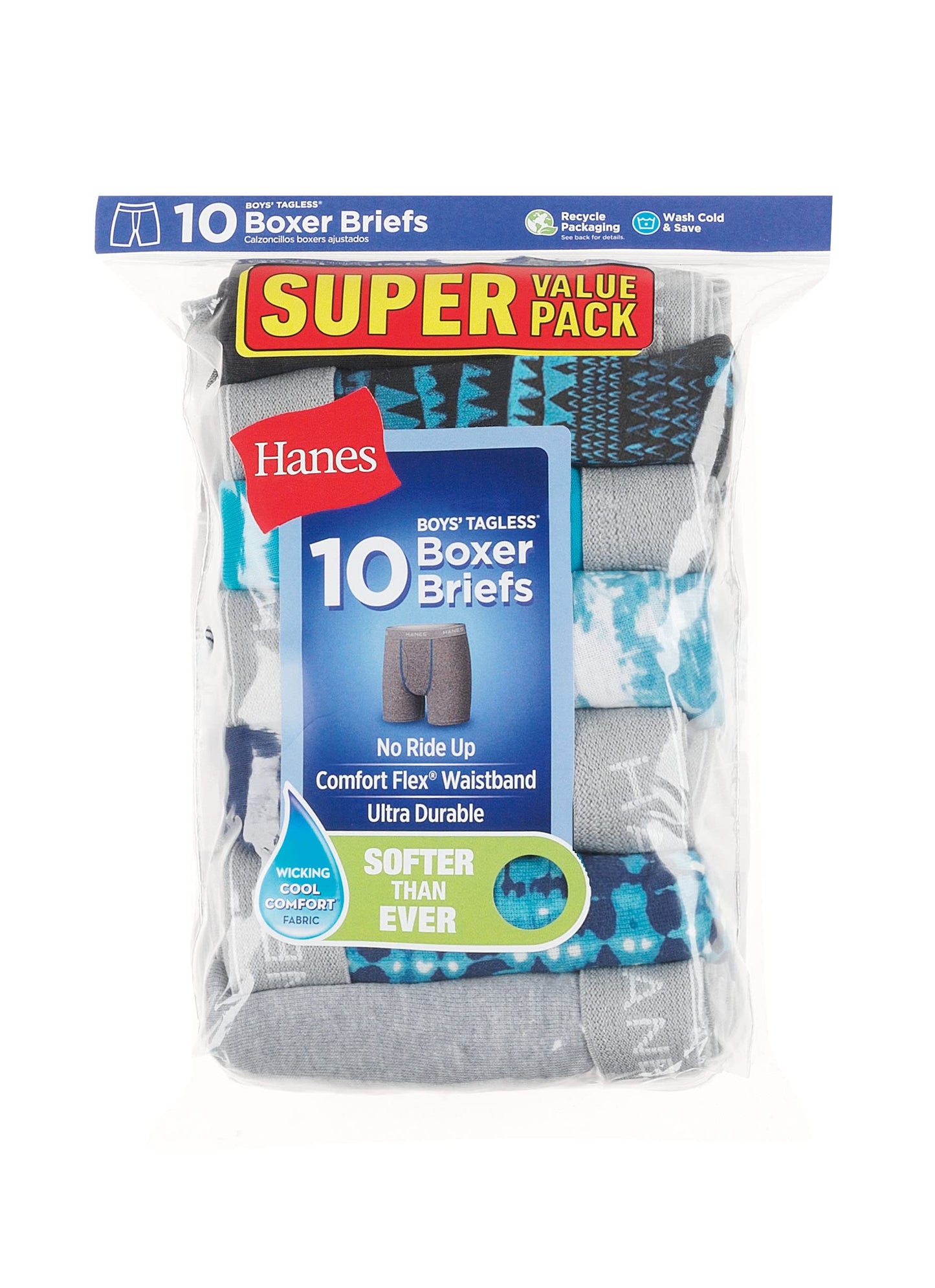 10 Pack Hanes Boys' Comfort Flex Boxer Briefs