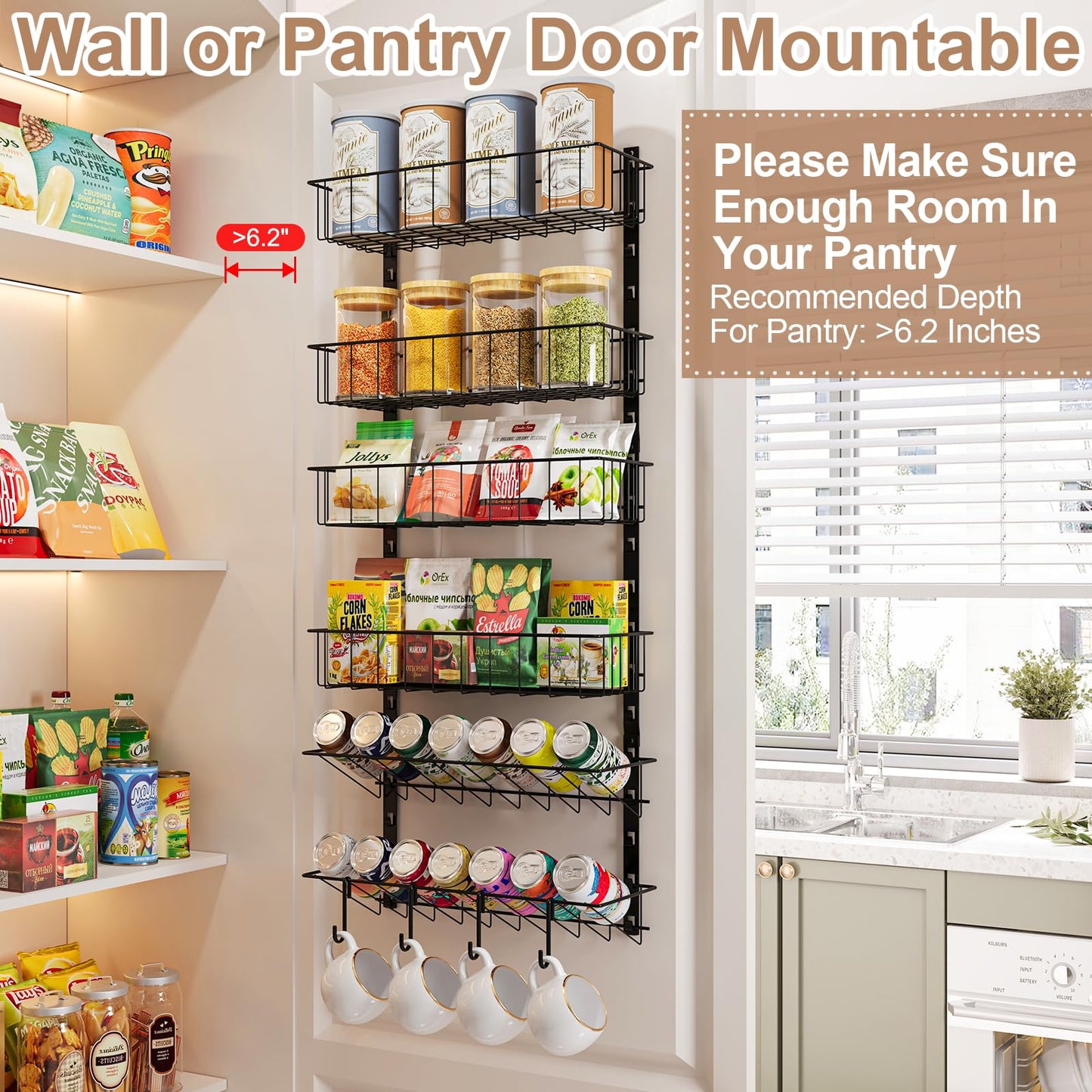 6-Tier Spice Rack Wall Mount Organizer