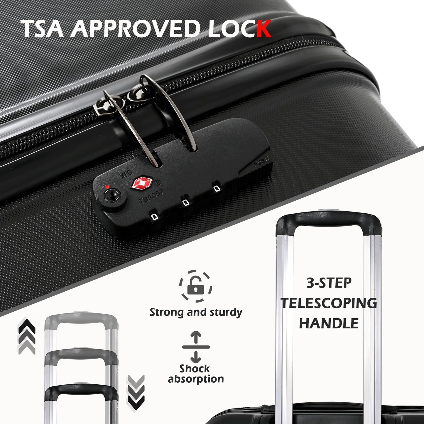 3-Piece Luggage Sets, Luggage Expandable, Luggage Sets with 4-Wheel Spinner, Lightweight Luggage Sets, Suitcase Set for Various Travel Needs (20"/24"/28")
