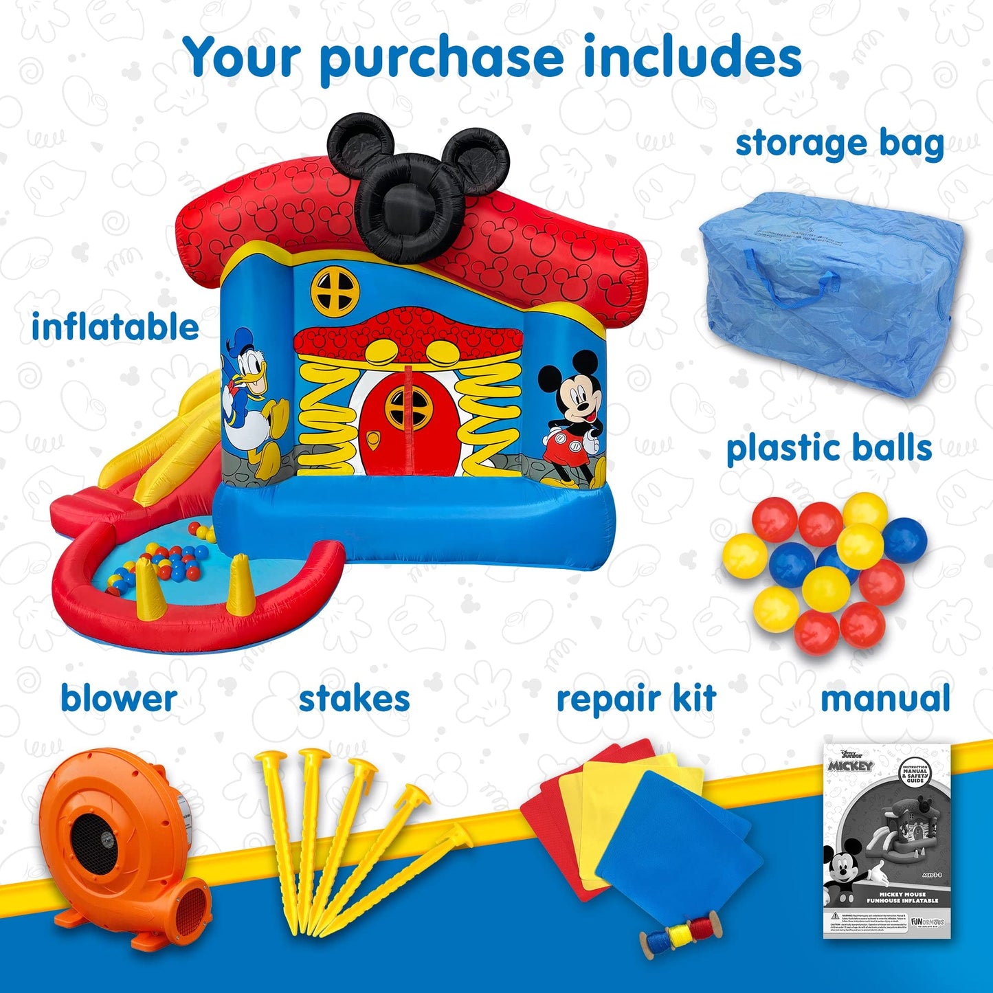 Mickey Mouse Bounce House with Slide and Blower