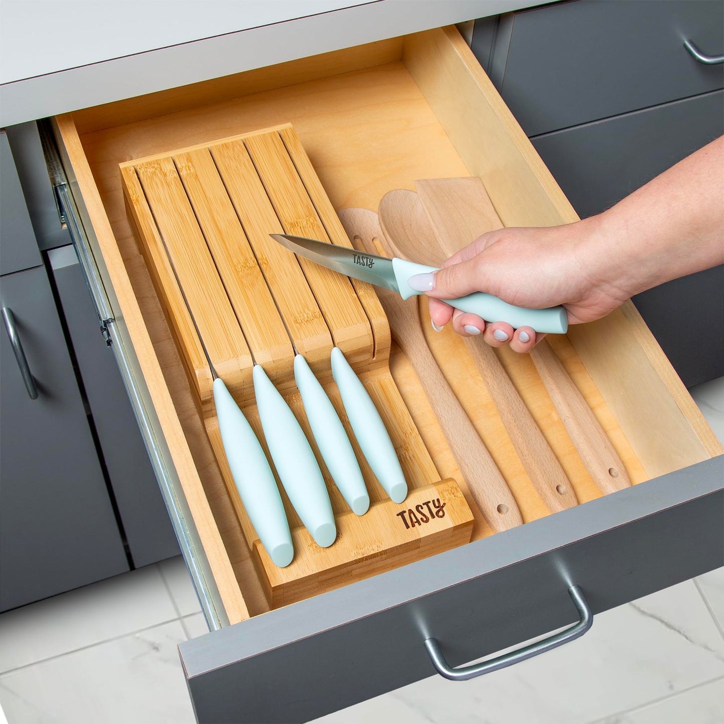 6-Piece Kitchen Knife Set with Organizer