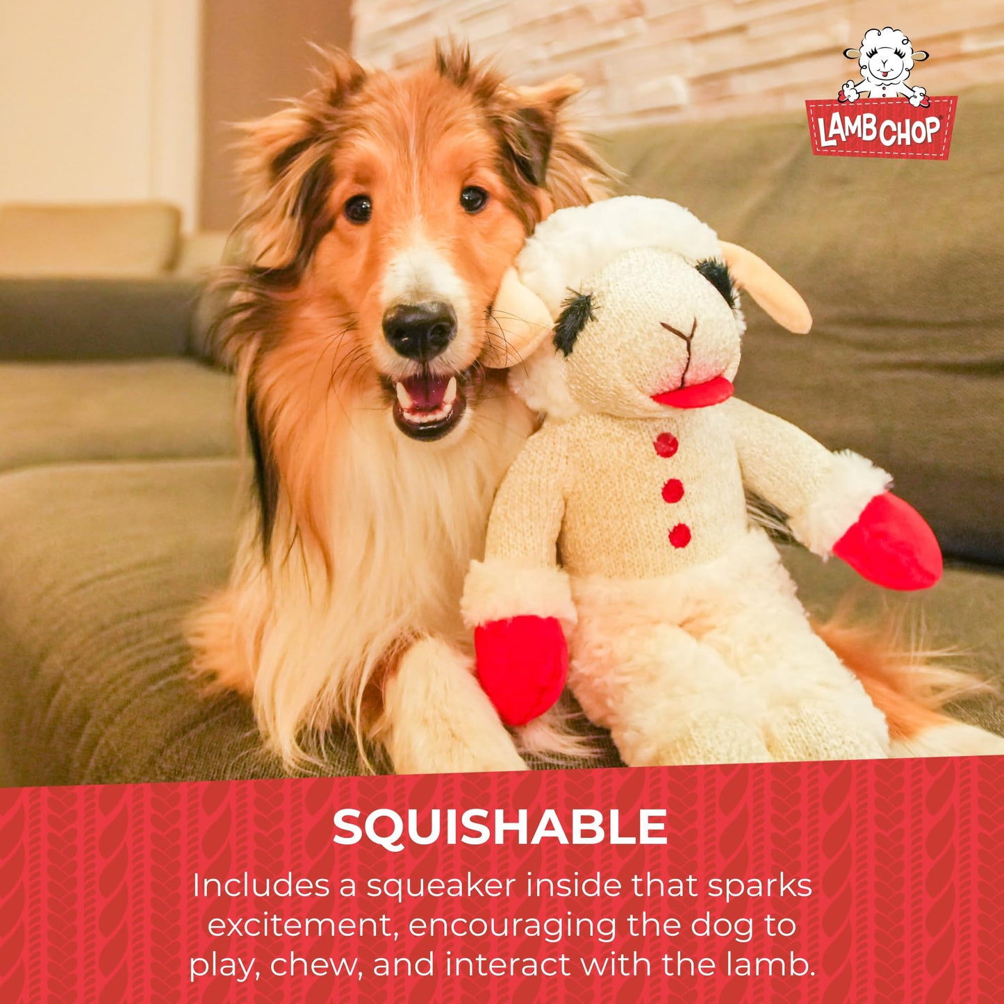 Multipet Lamb Chop Plush Dog Toy - Jumbo Squeaky