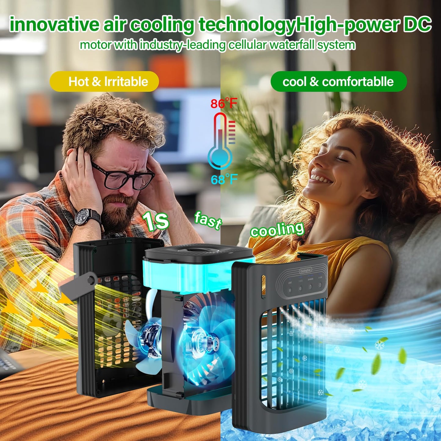 LEAEYFE Portable Air Conditioner with 800ml Tank
