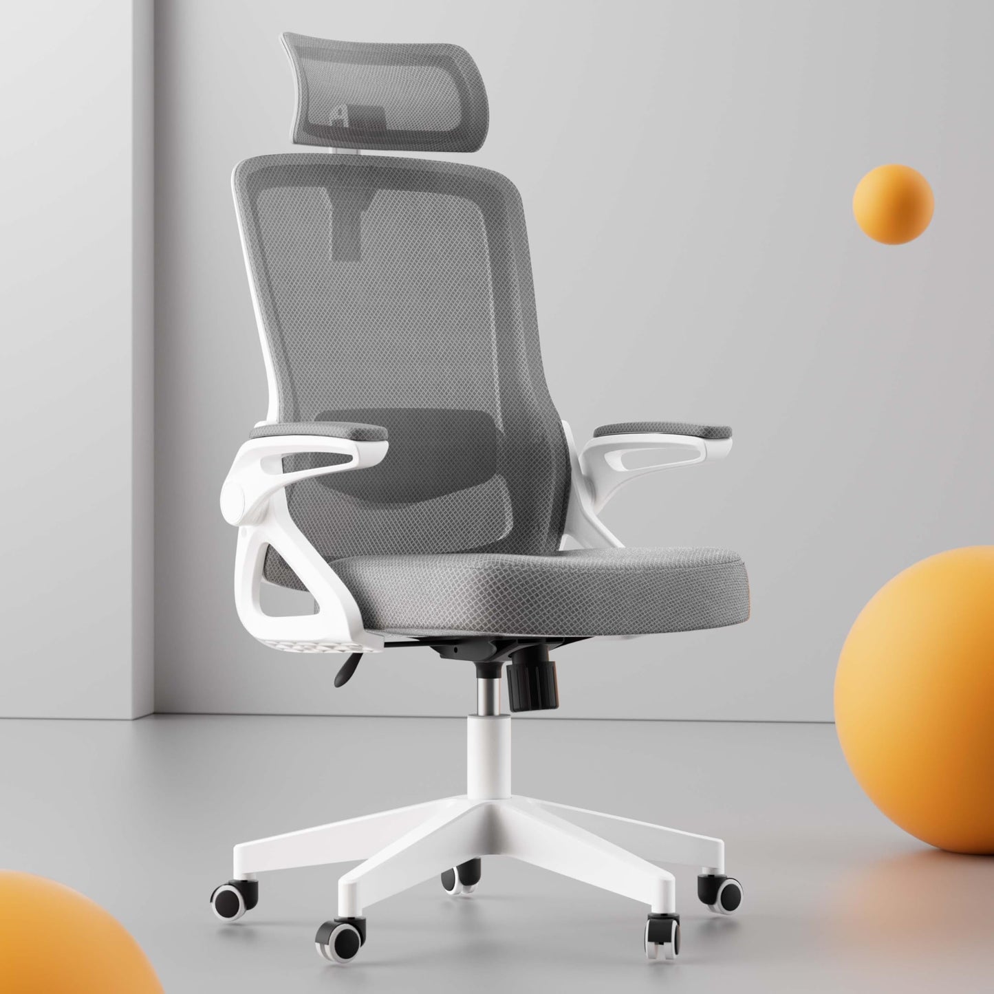 Ergonomic Office Chair, Adjustable Lumbar Support & Rotatable Headrest, 90° Flip-Up Armrests – Breathable Mesh Desk Chair with Thickened Cushion, 360 Swivel – Easy Assemble for Home/Gaming/Office