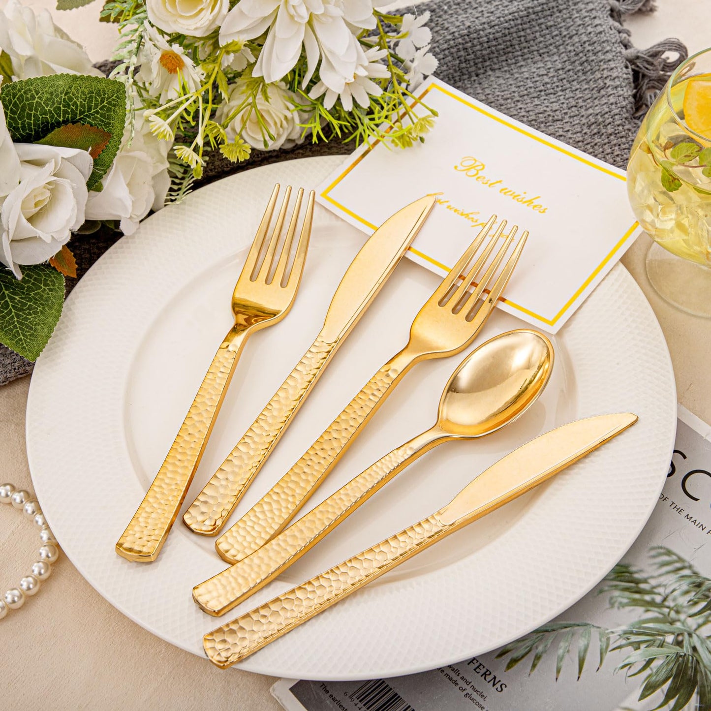 400PCS Gold Disposable Utensil Set