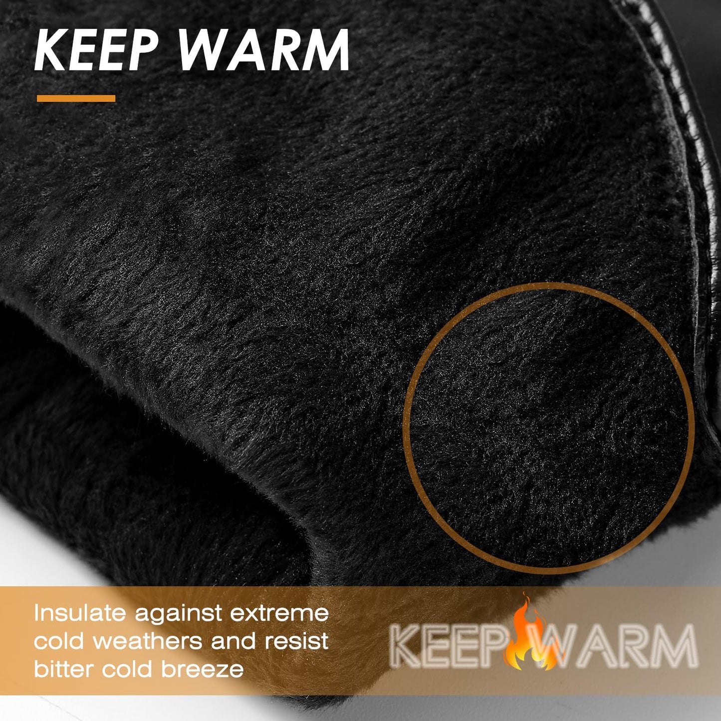 Womens Black Leather Touchscreen Winter Gloves