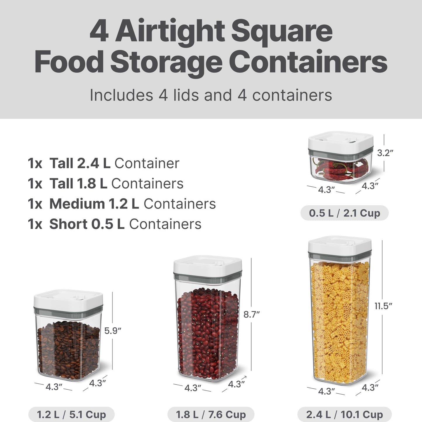 Airtight Food Storage Container Set - 4-Pack