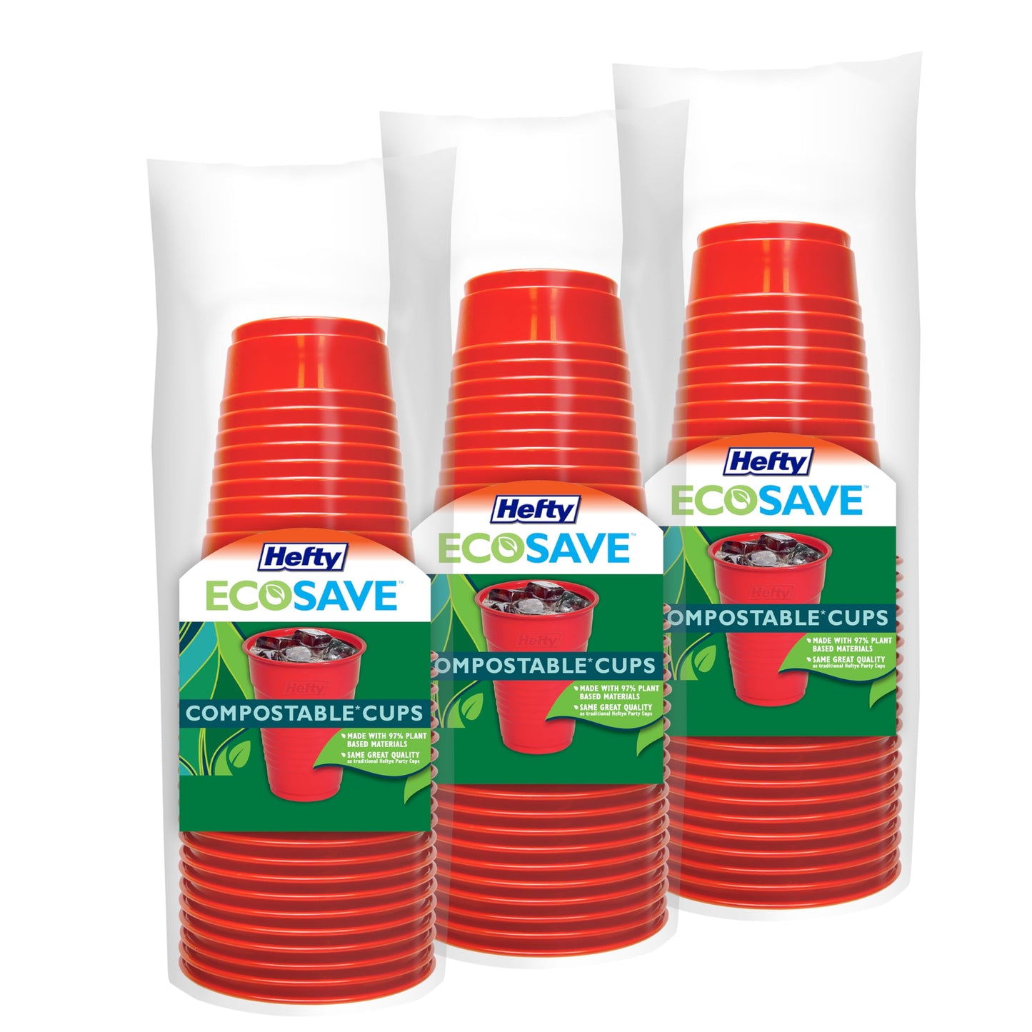 Hefty Compostable Red Party Cups, 18 oz, 48 Count