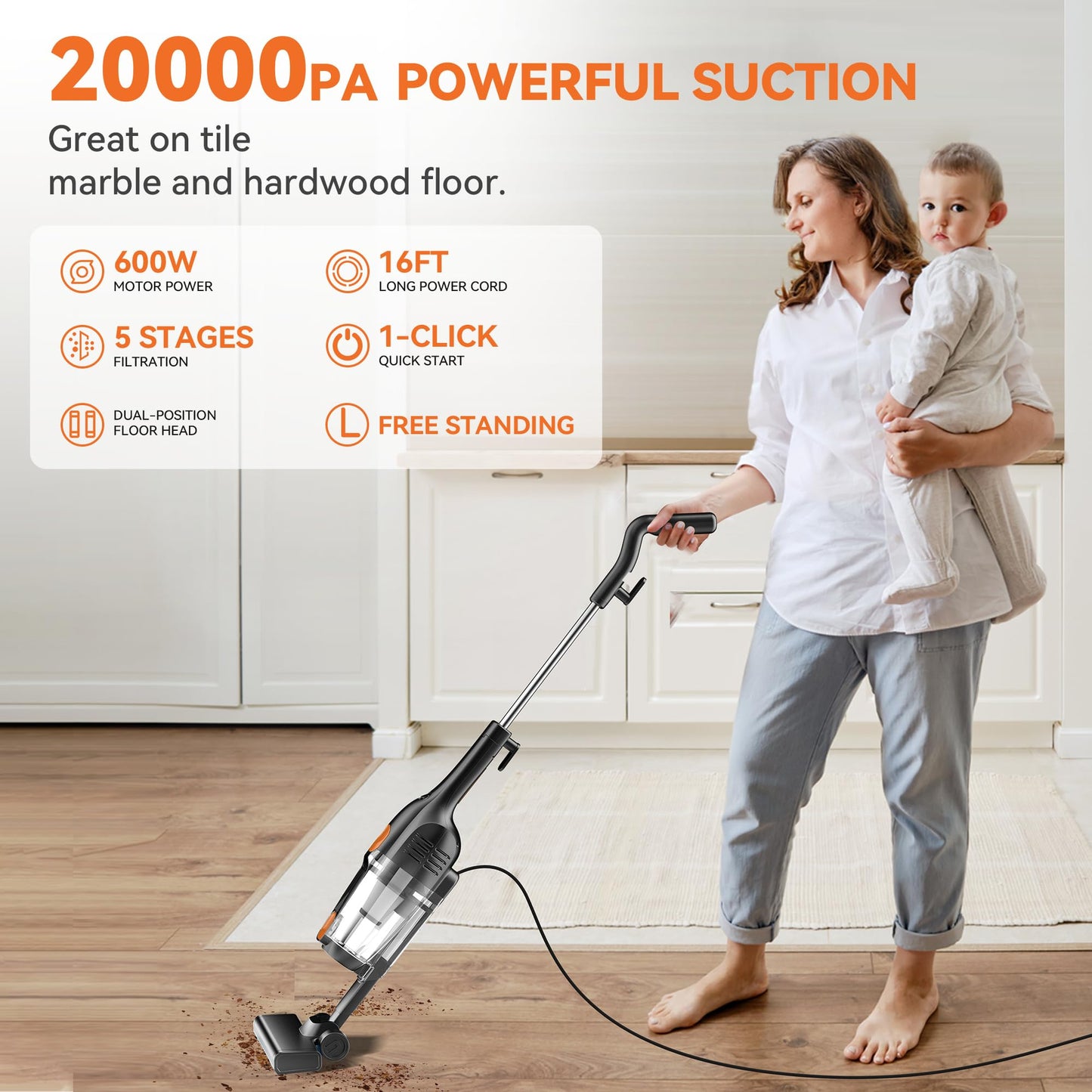 Powerful Corded Stick Vacuum Cleaner for Pets