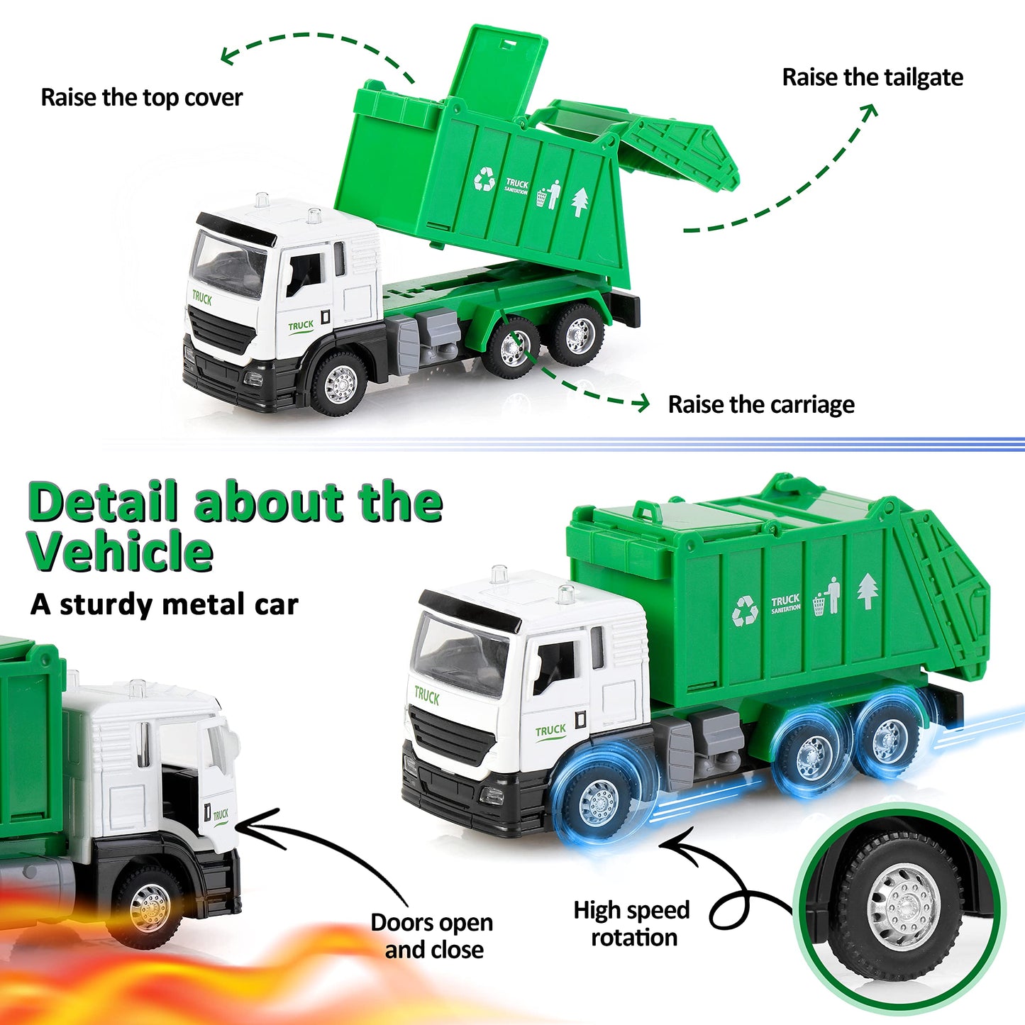 Pull-Back Garbage Truck with Lights and Music