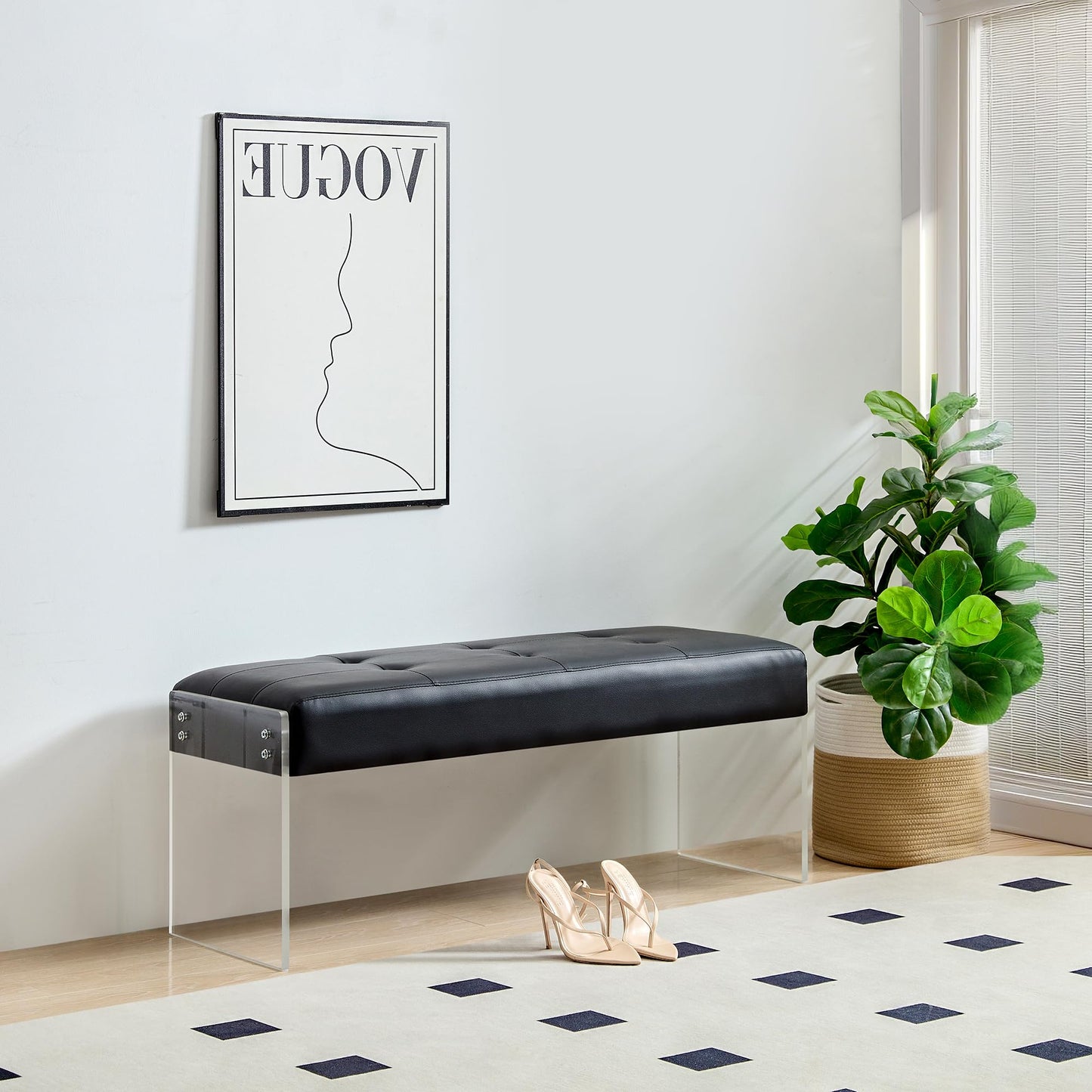 Modern PU Leather Entryway Bench by VECELO