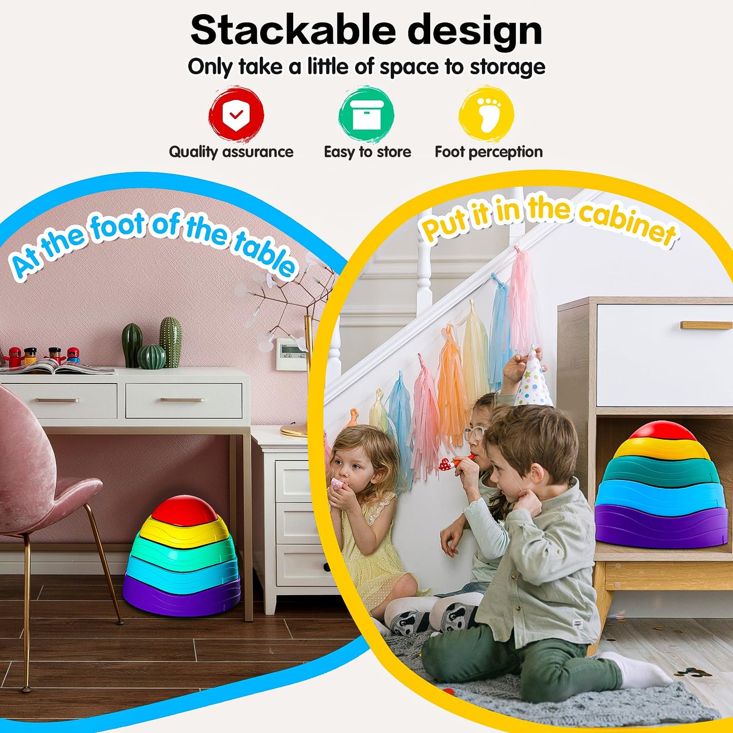 5 Pcs Non-Slip Stepping Stones for Kids