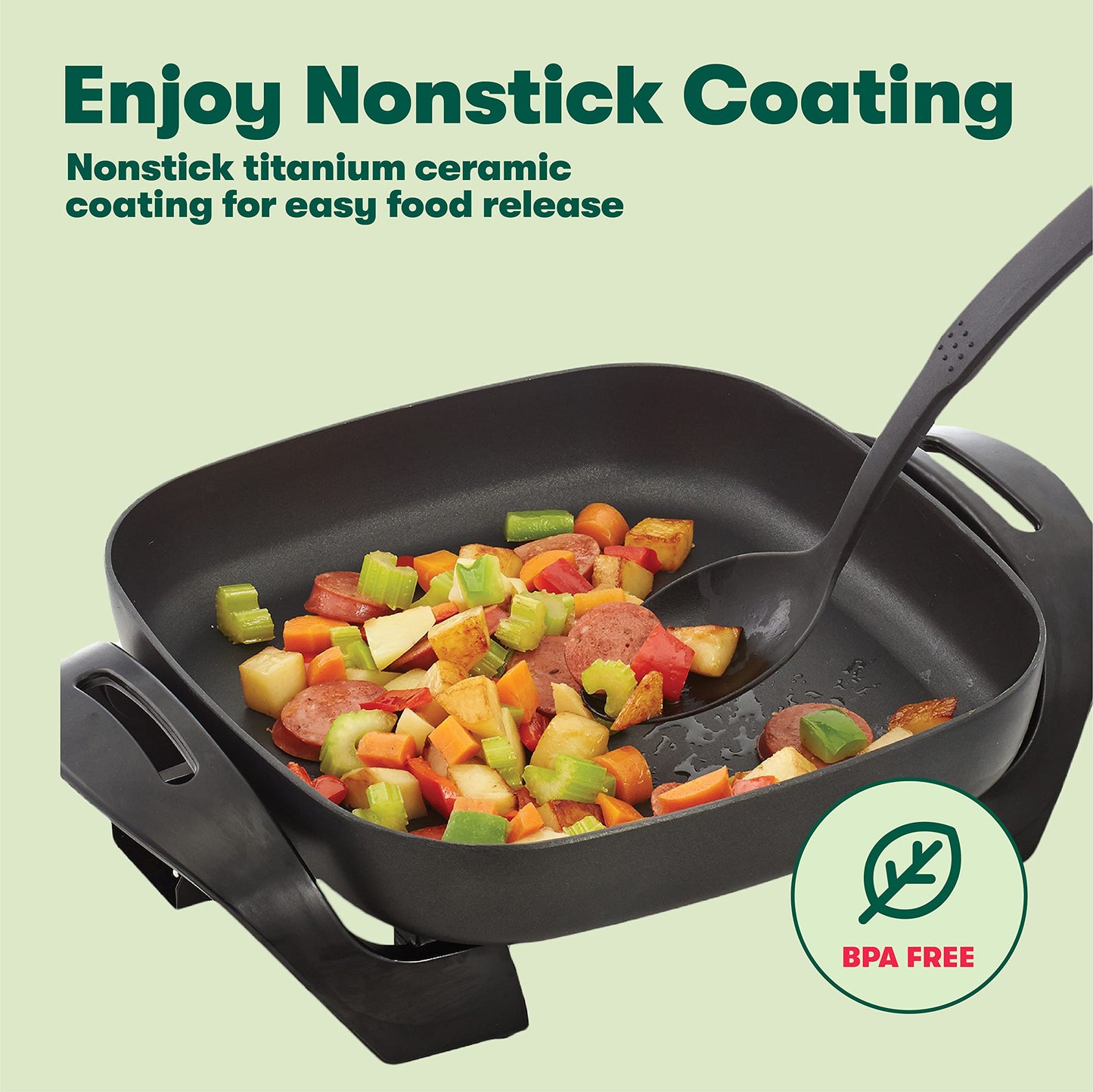 BELLA Nonstick Electric Skillet with Glass Lid