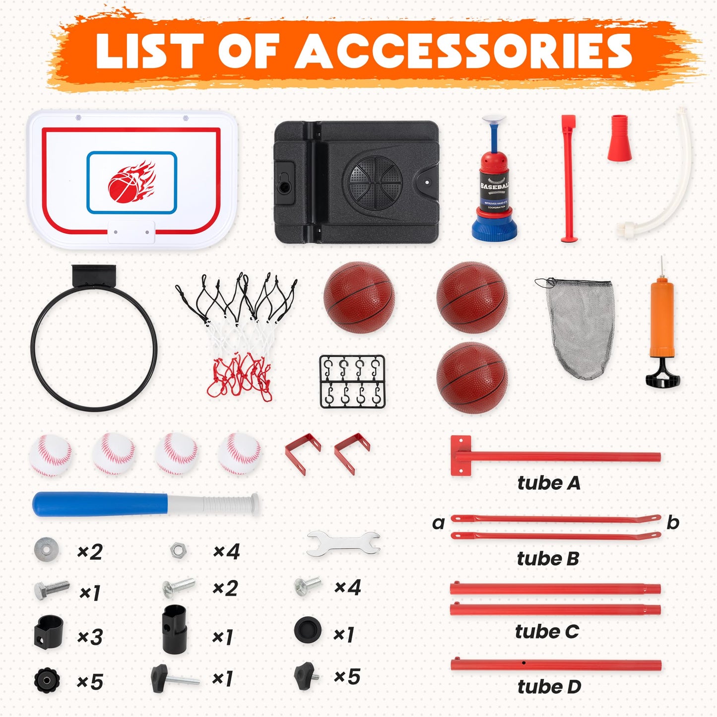 5-in-1 Kids Basketball Hoop and T-Ball Set