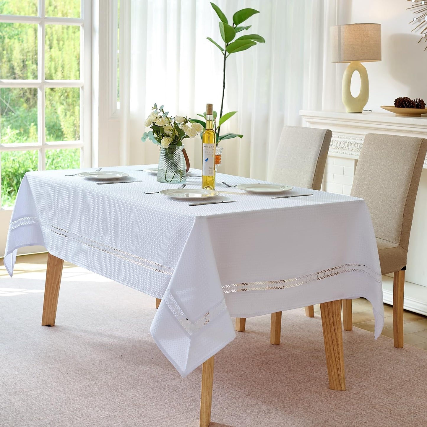Waterproof Waffle Weave Tablecloth 60x120 Inch