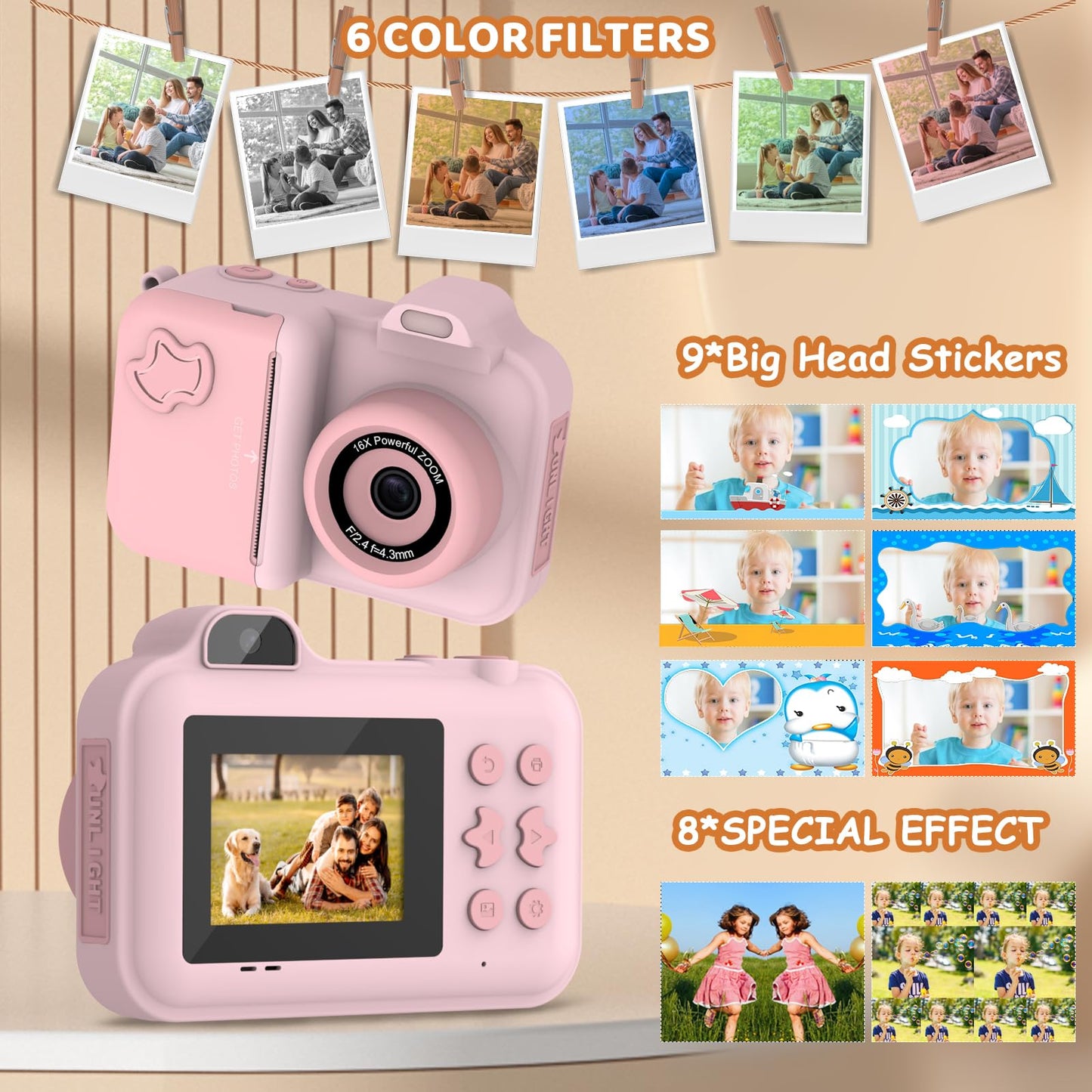 Kids Instant Print Camera with 5 Paper Rolls