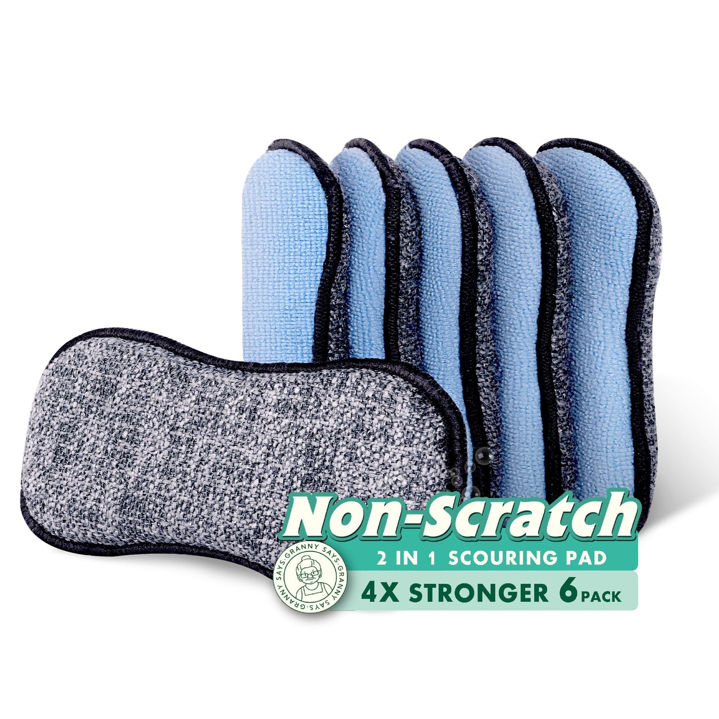 6 Pack Non-Scratch Kitchen Scrub Sponges