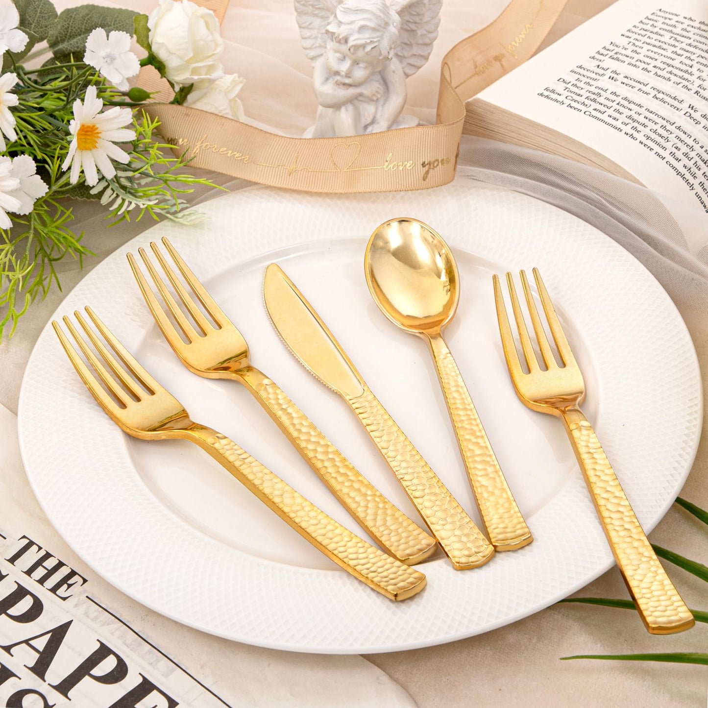 400PCS Gold Disposable Utensil Set