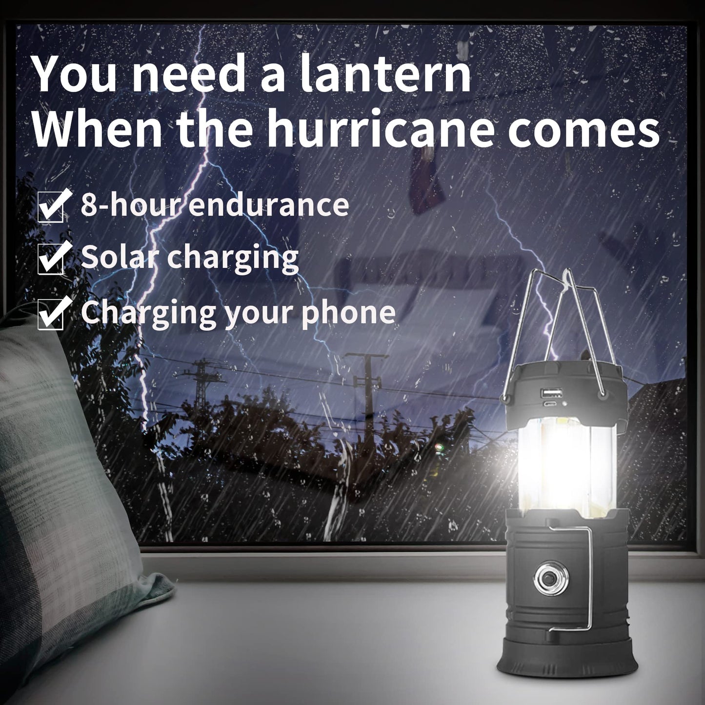 2 Pack Solar Rechargeable LED Camping Lanterns