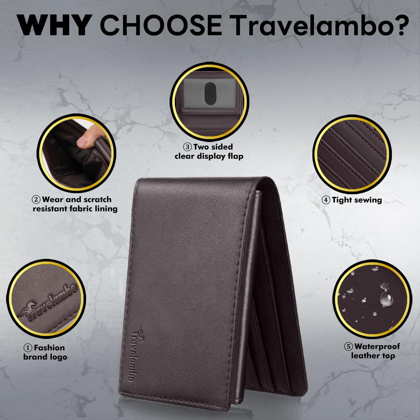 Slim RFID Bifold Wallet for Men - Travelambo