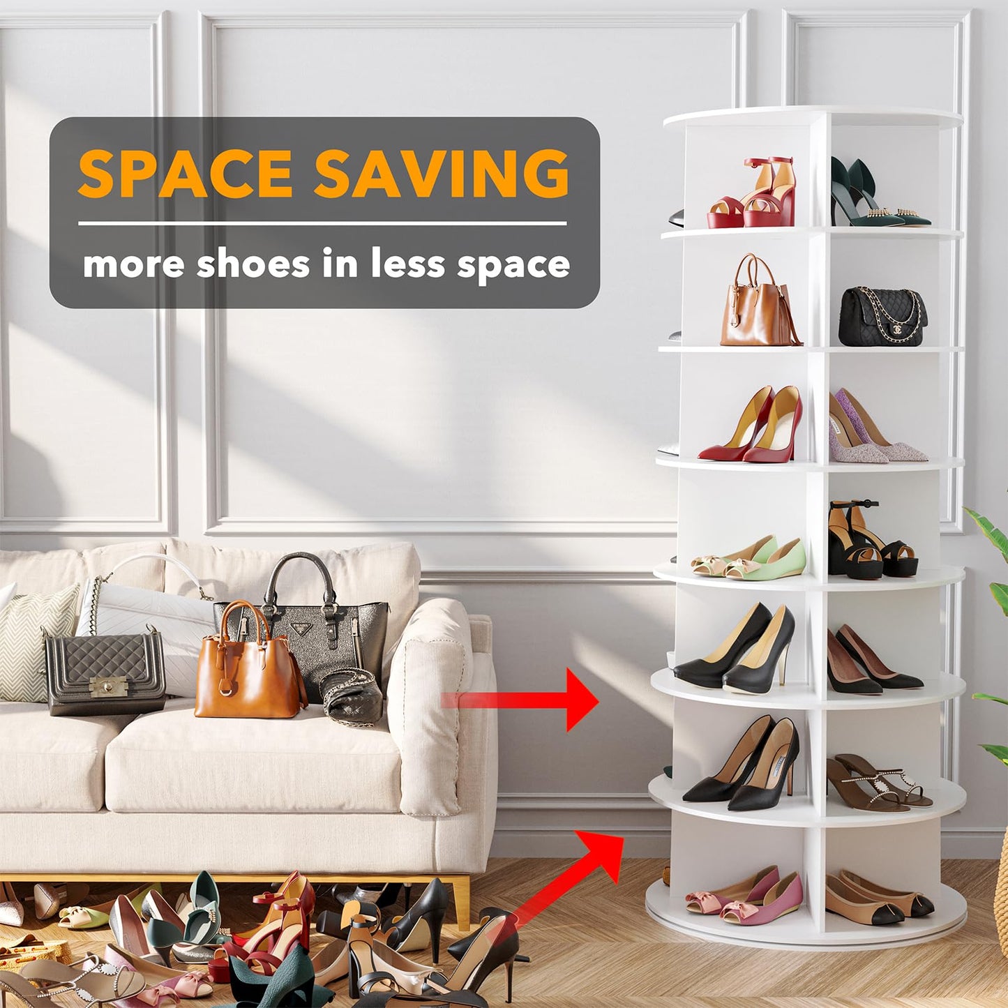 7-Tier Rotating Shoe Rack Storage Carousel