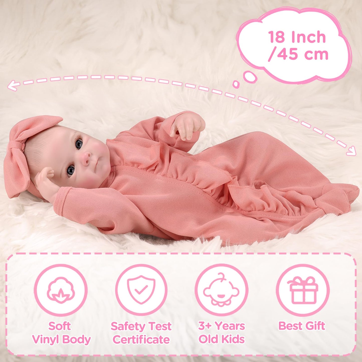 GAGAKU 18 Inch Realistic Reborn Baby Doll with Accessories