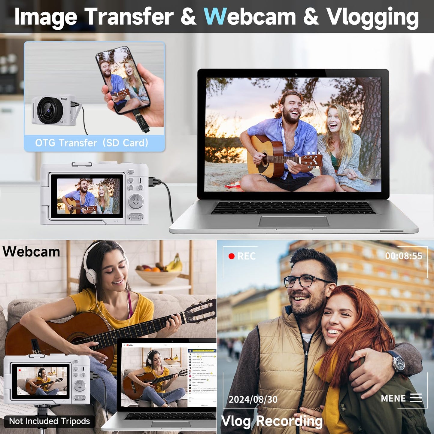 4K 50MP Vlogging Camera with 180° Flip Screen