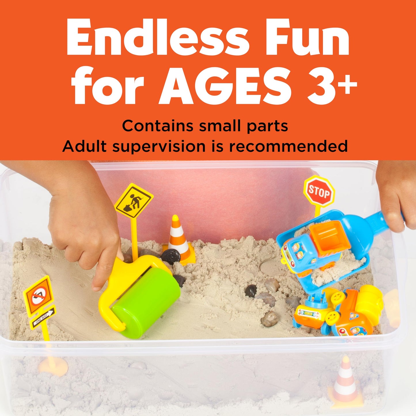 Construction Zone Sensory Bin Playset for Kids