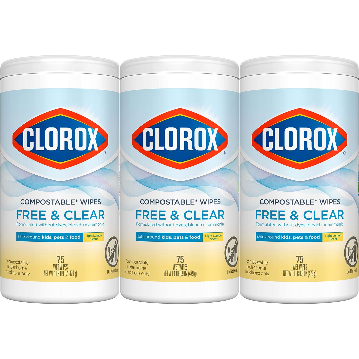 CLOROX Compostable Cleaning Wipes, Lemon Scent, 75 Count