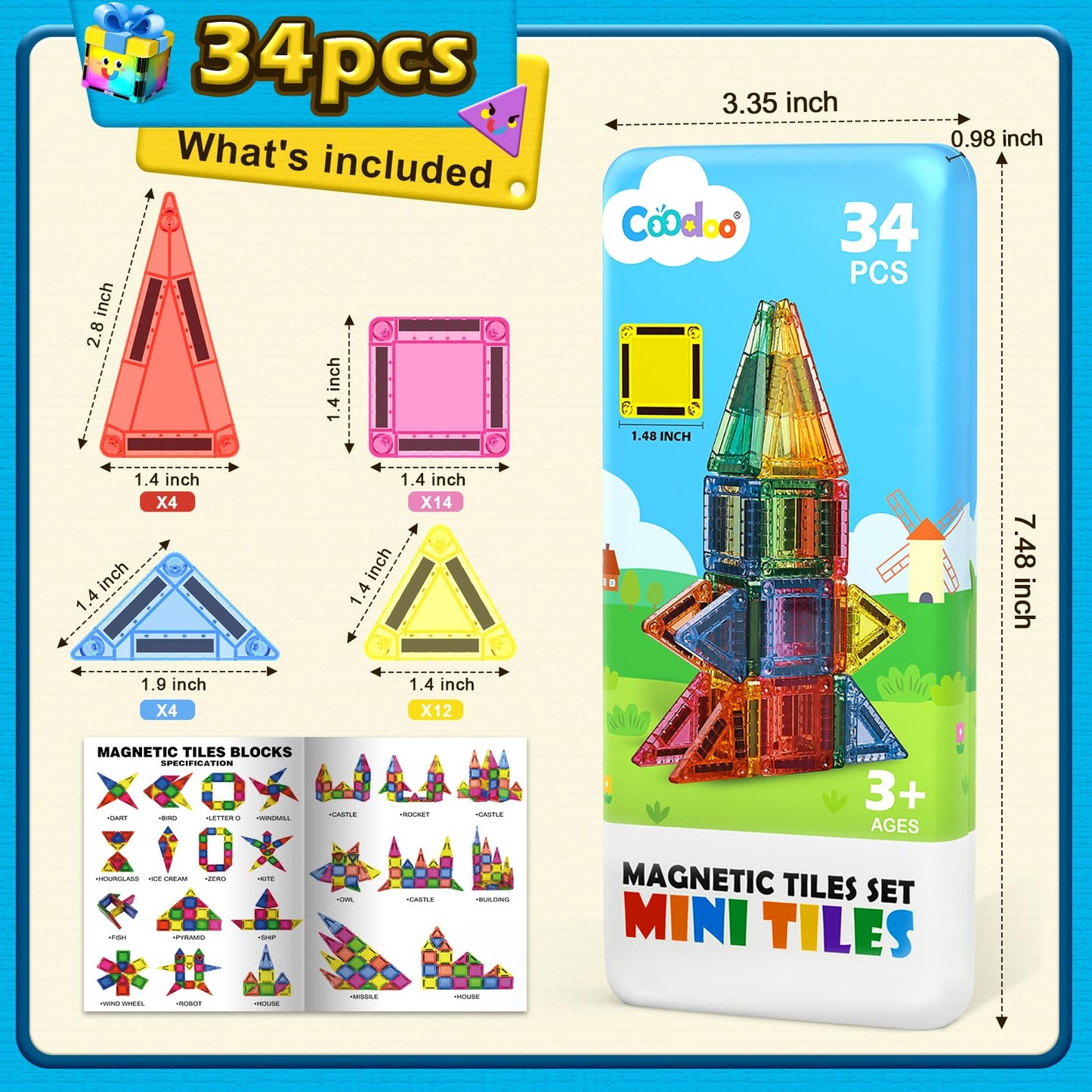 Magnetic Building Tiles for Kids Ages 4-8
