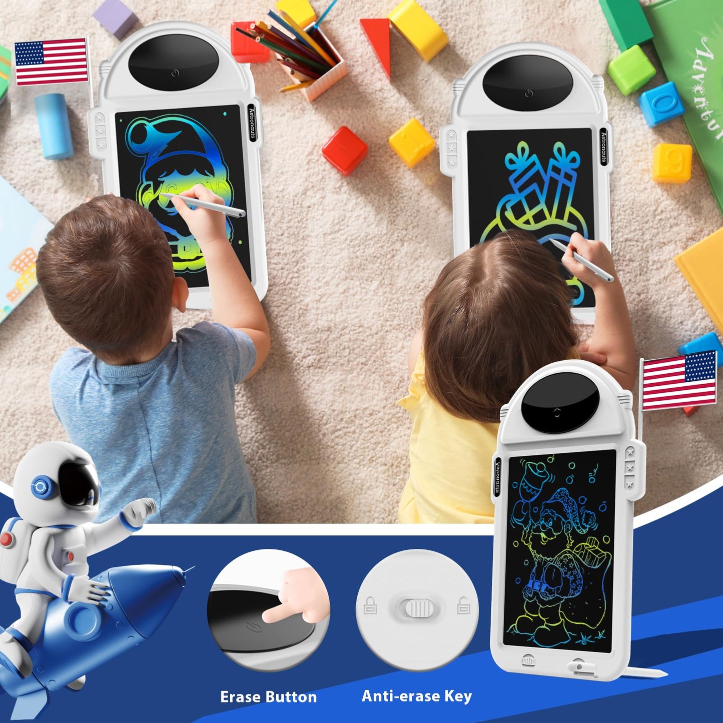 Erasable LCD Writing Tablet for Kids - 8.8 Inch
