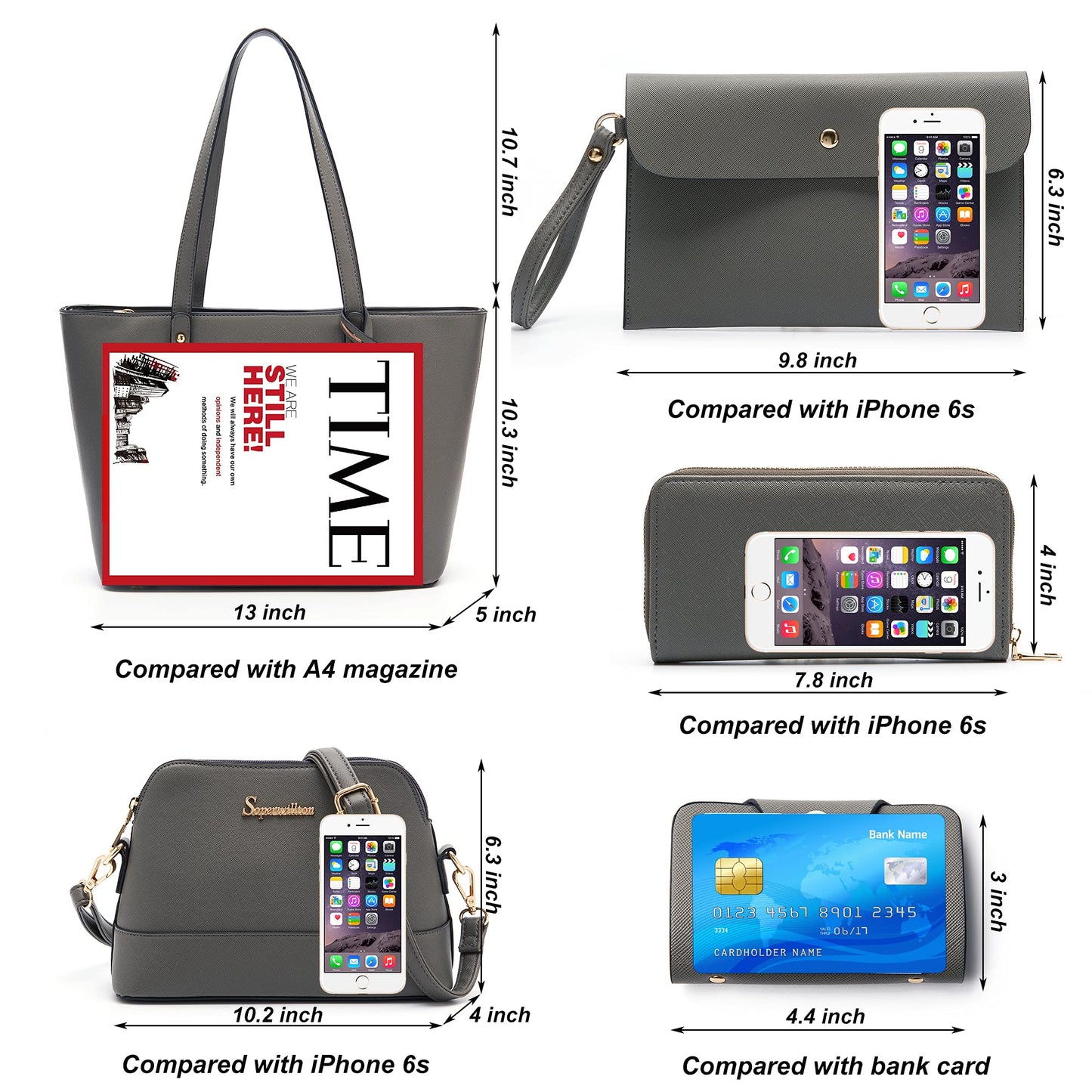 5-Piece Soperwillton Tote and Shoulder Bag Set