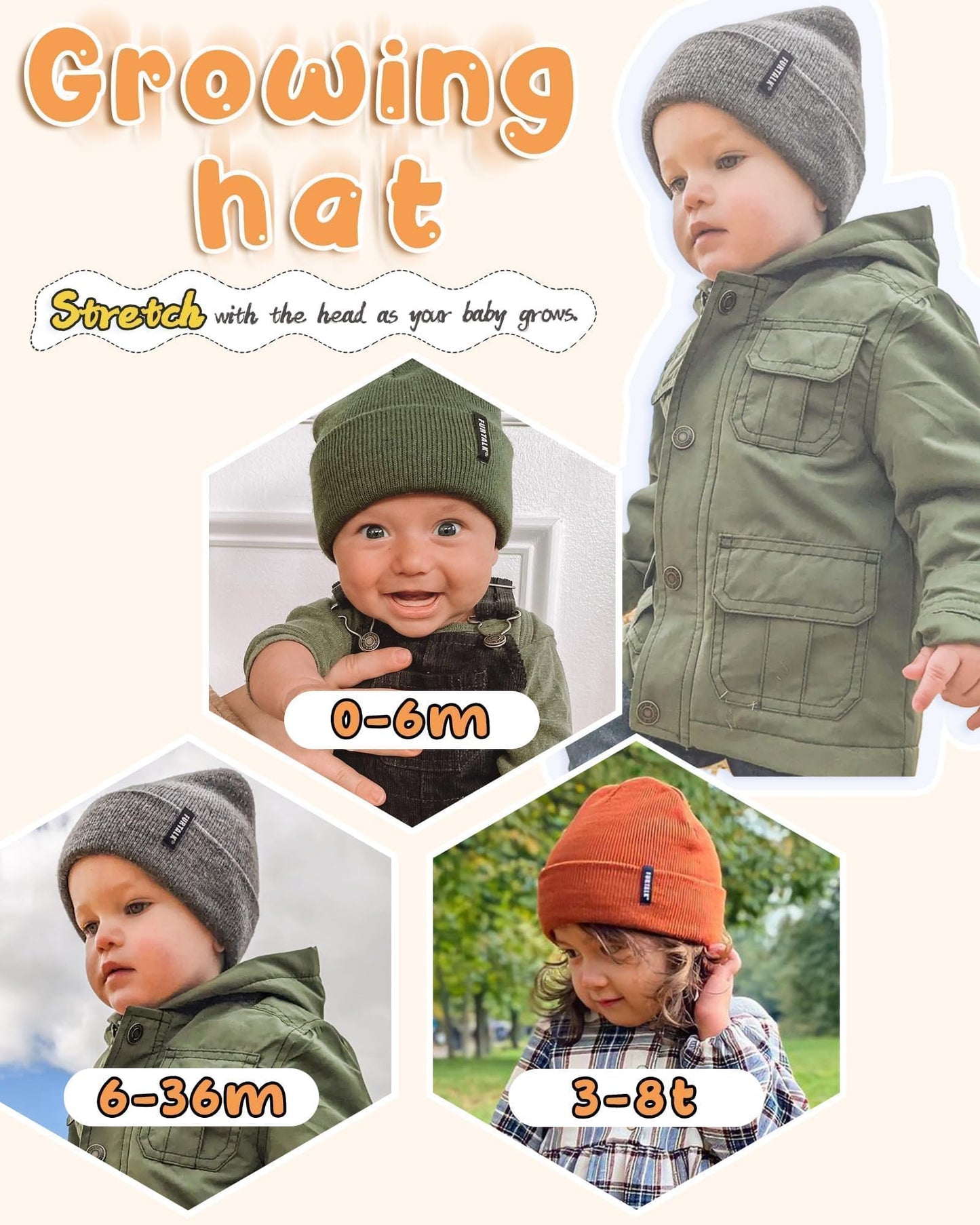 FURTALK Kids Knit Winter Beanie Hat for Ages 0-8