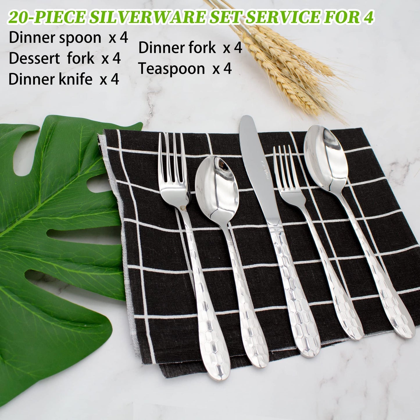 20-Piece Stainless Steel Silverware Set for 4