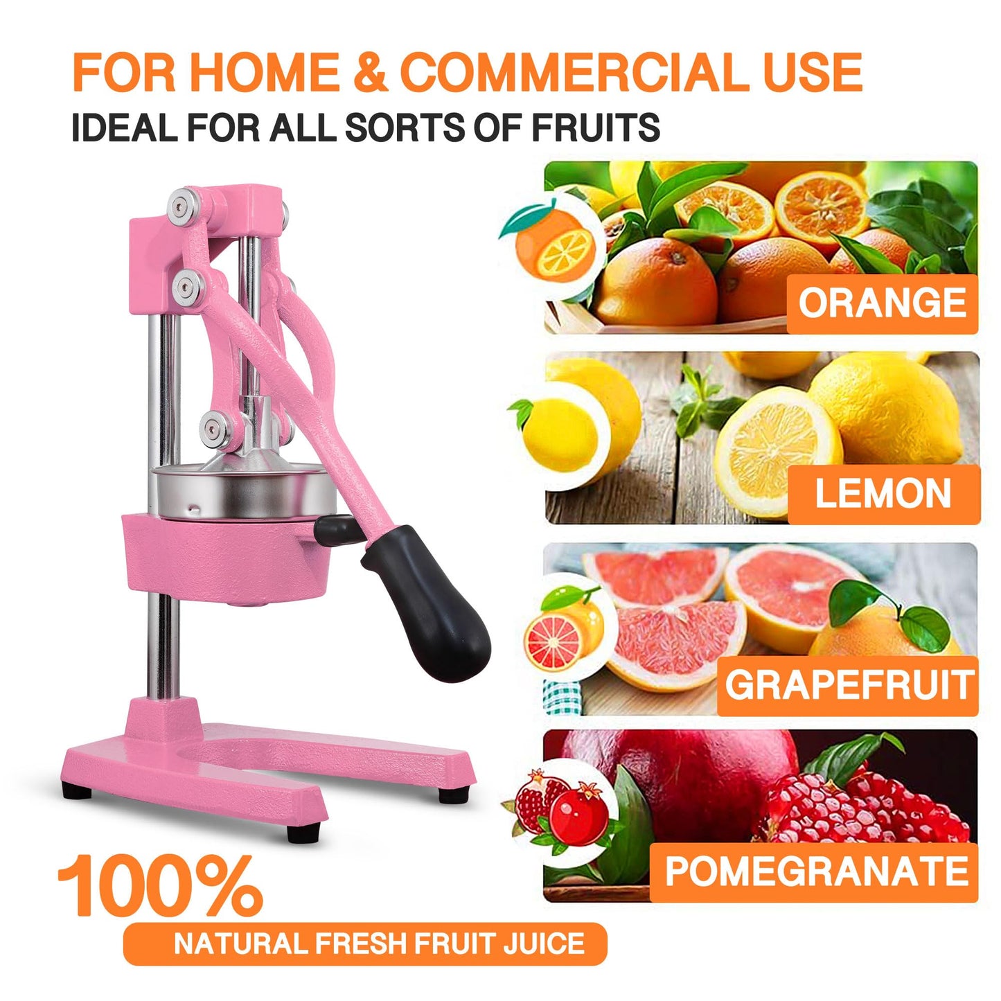 Heavy Duty Citrus Juicer Squeezer with Steel Cup