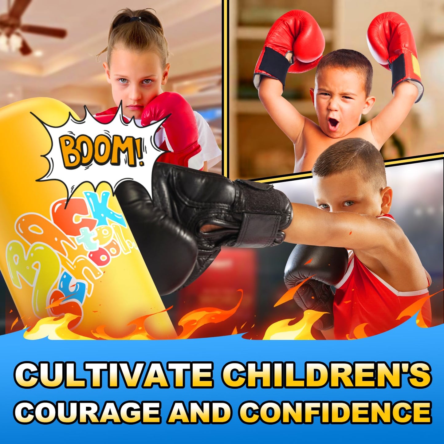 Inflatable Punching Bag for Kids 3-12 Years