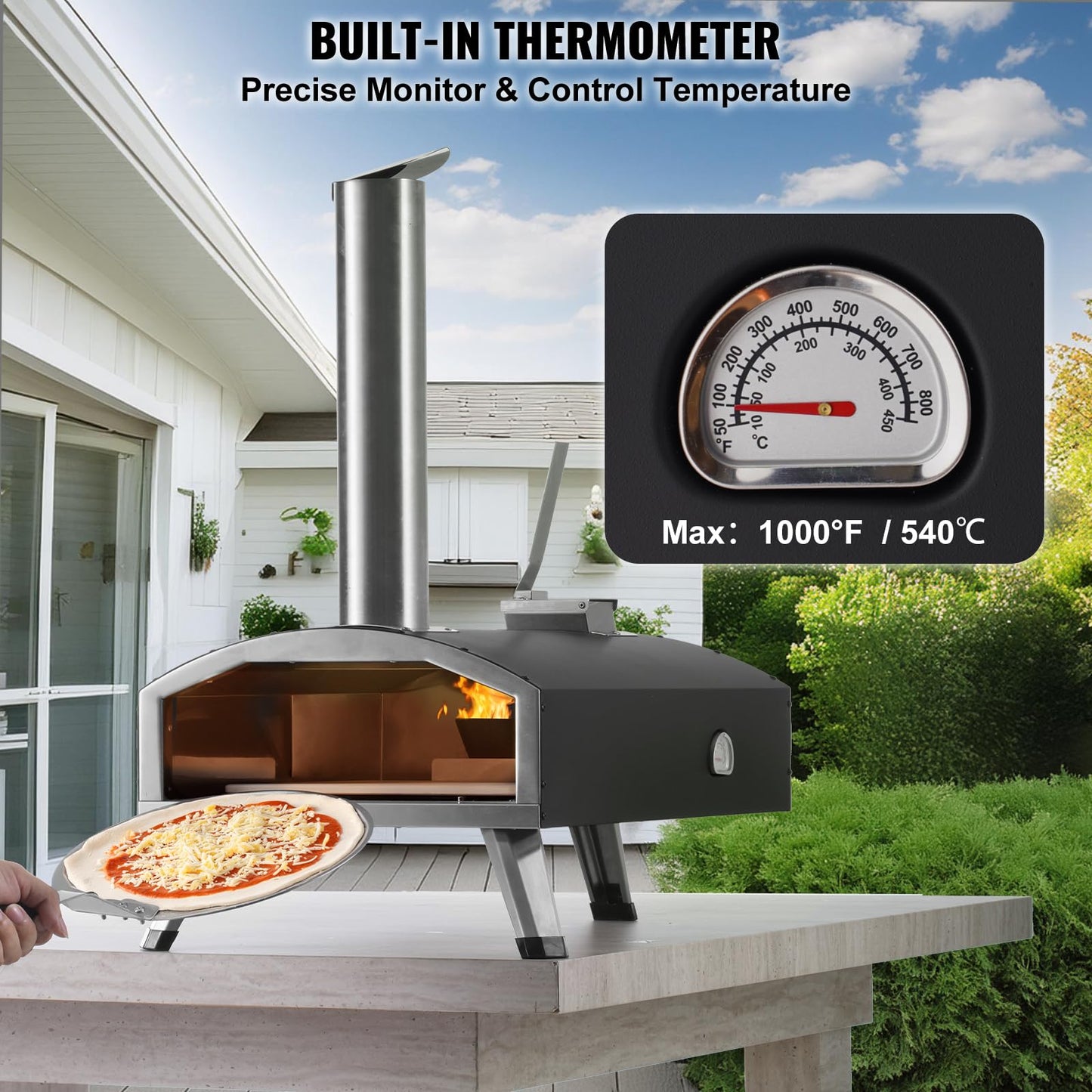 VEVOR Portable Wood Fired Pizza Oven for Outdoors