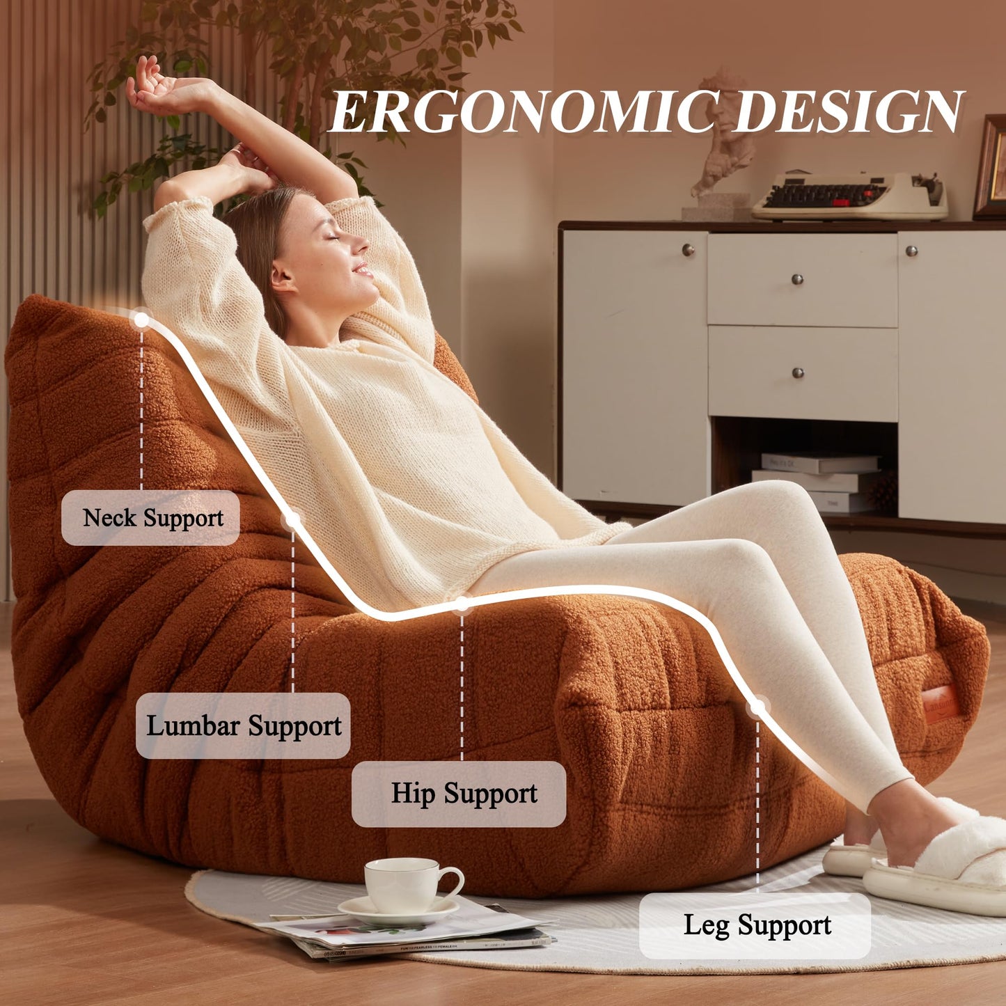 Bean Bag Chair with Memory Foam for Adults