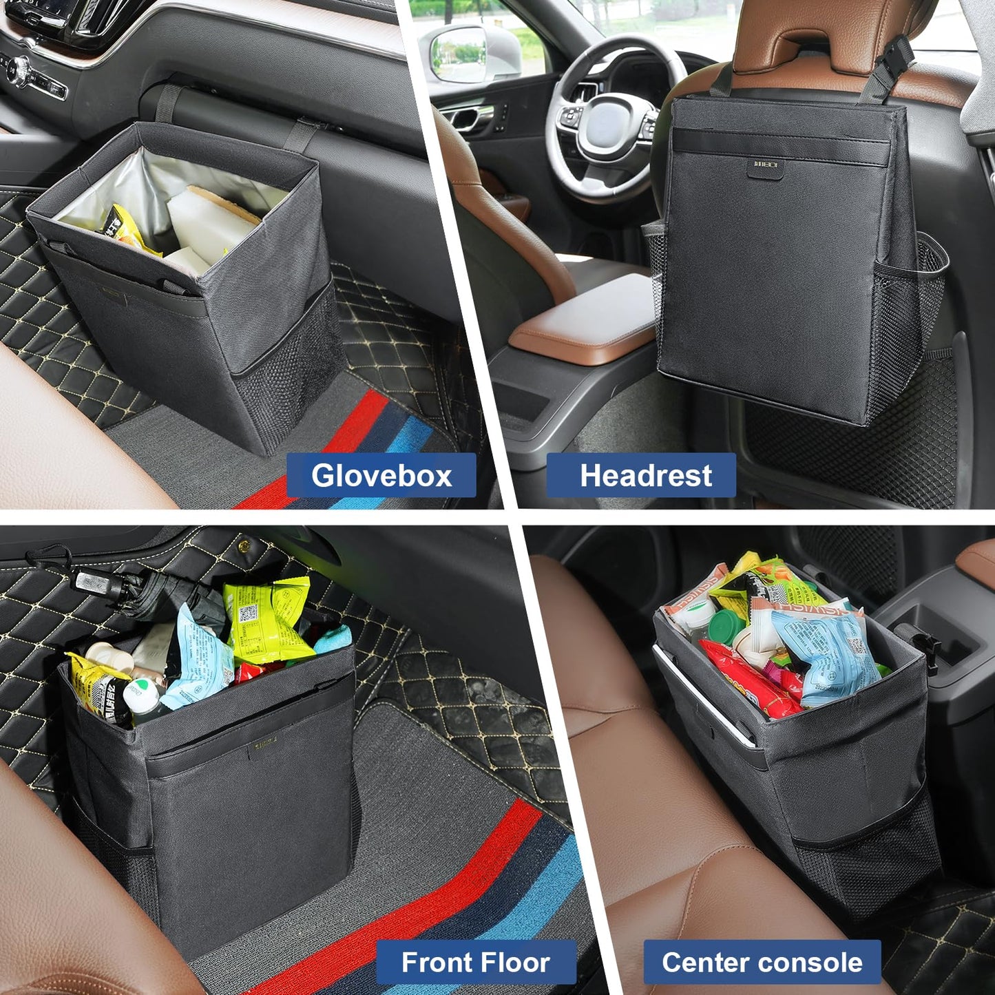 MEIDI Car Trash Can,Waterproof Garbage Can,Magnetic Multipurpose Trash Bin for Car - gray (2 Gallons-gray)