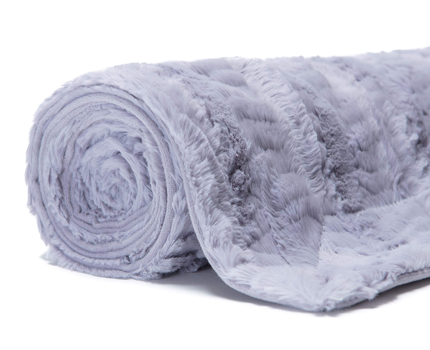 Chanasya Premium Fuzzy Faux Fur Rectangular Embossed Throw Blanket - Super Soft and Warm Lightweight Reversible Mink for Couch, Home, Living Room, and Bedroom Décor (50x65 Inches) Lavender