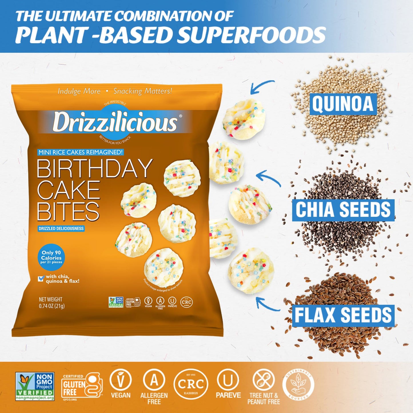 Drizzilicious Mini Rice Cakes - Vegan, Gluten Free
