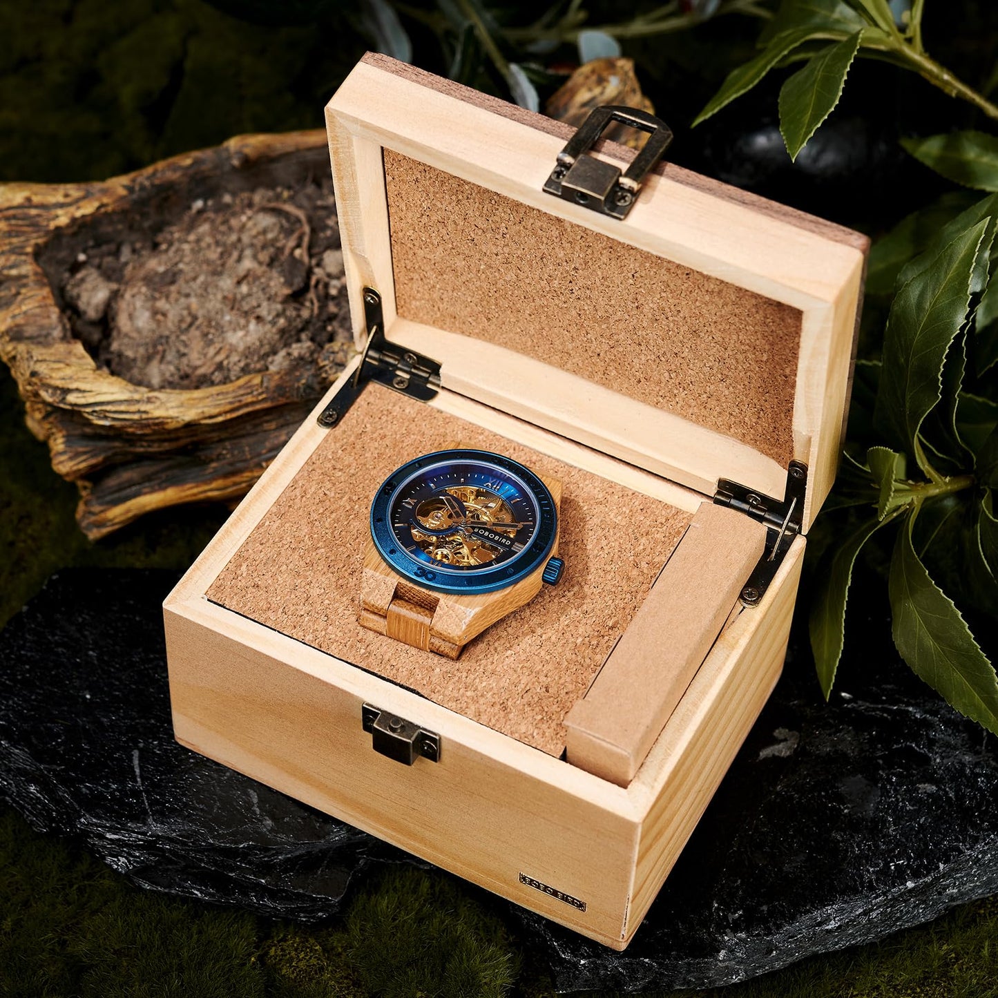 BOBO BIRD Men's Luxury Wooden Skeleton Watch