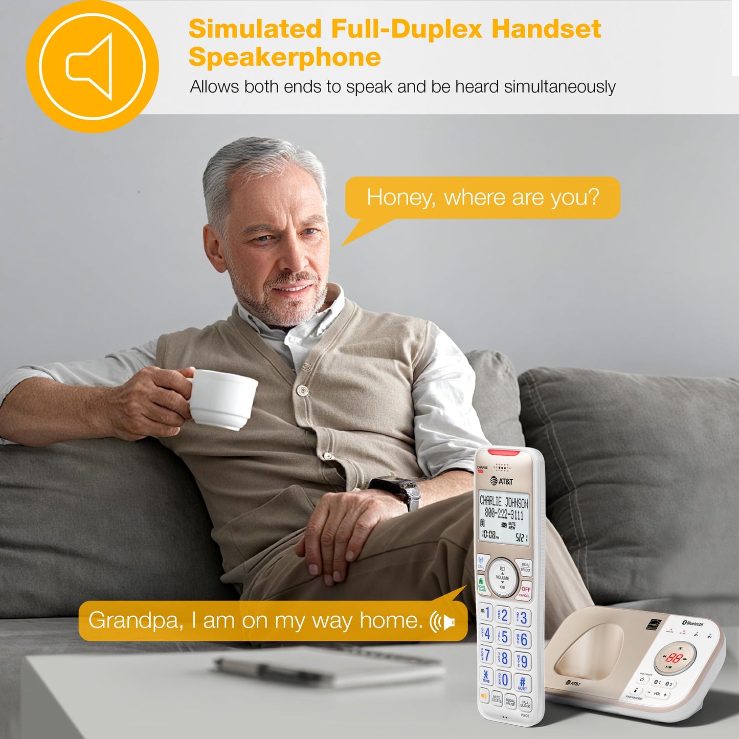 AT&T Bluetooth Cordless Phone with Answering Machine