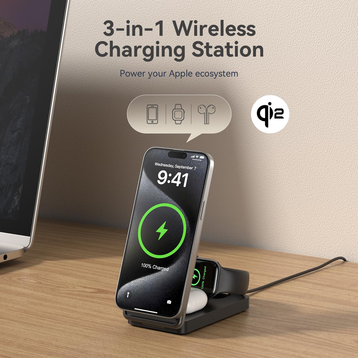 3-in-1 Wireless Charging Station for Apple Devices