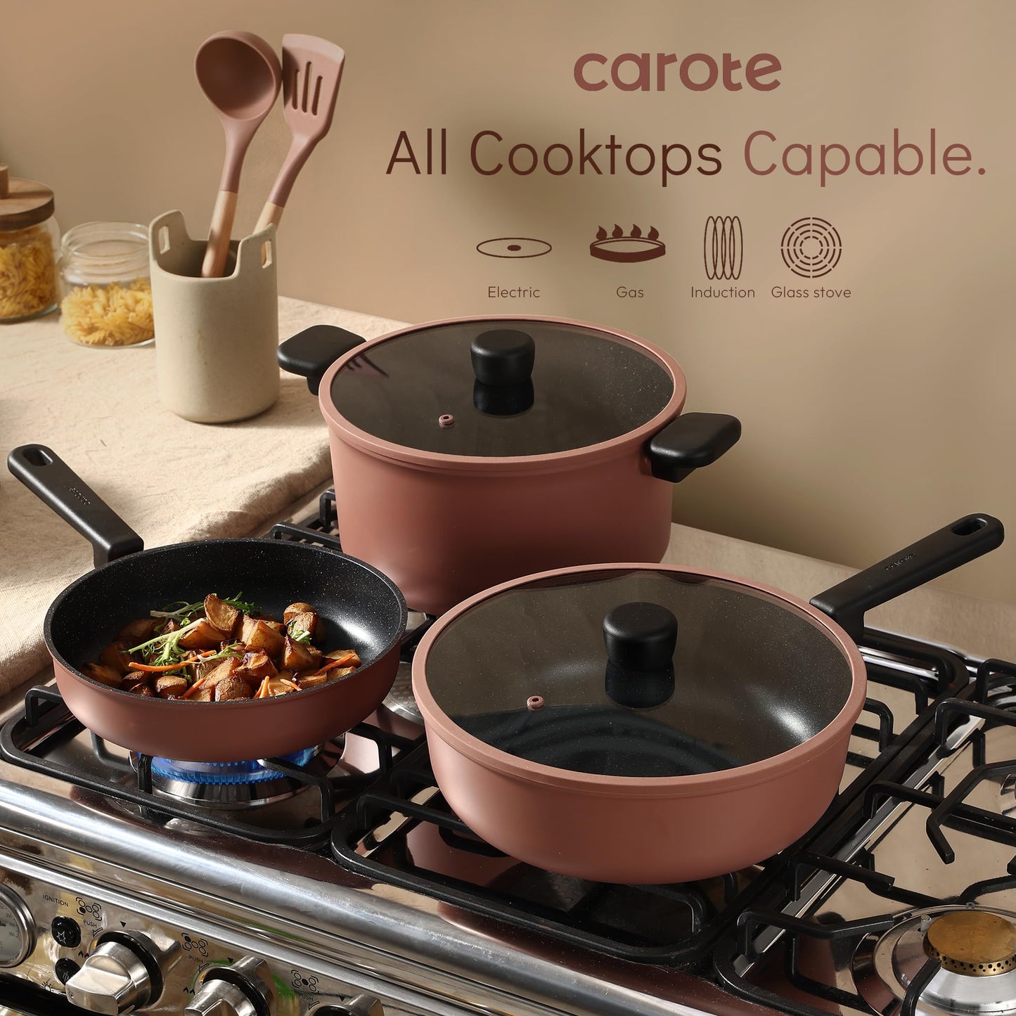 CAROTE 16-Piece Nonstick Cookware Set with Tools