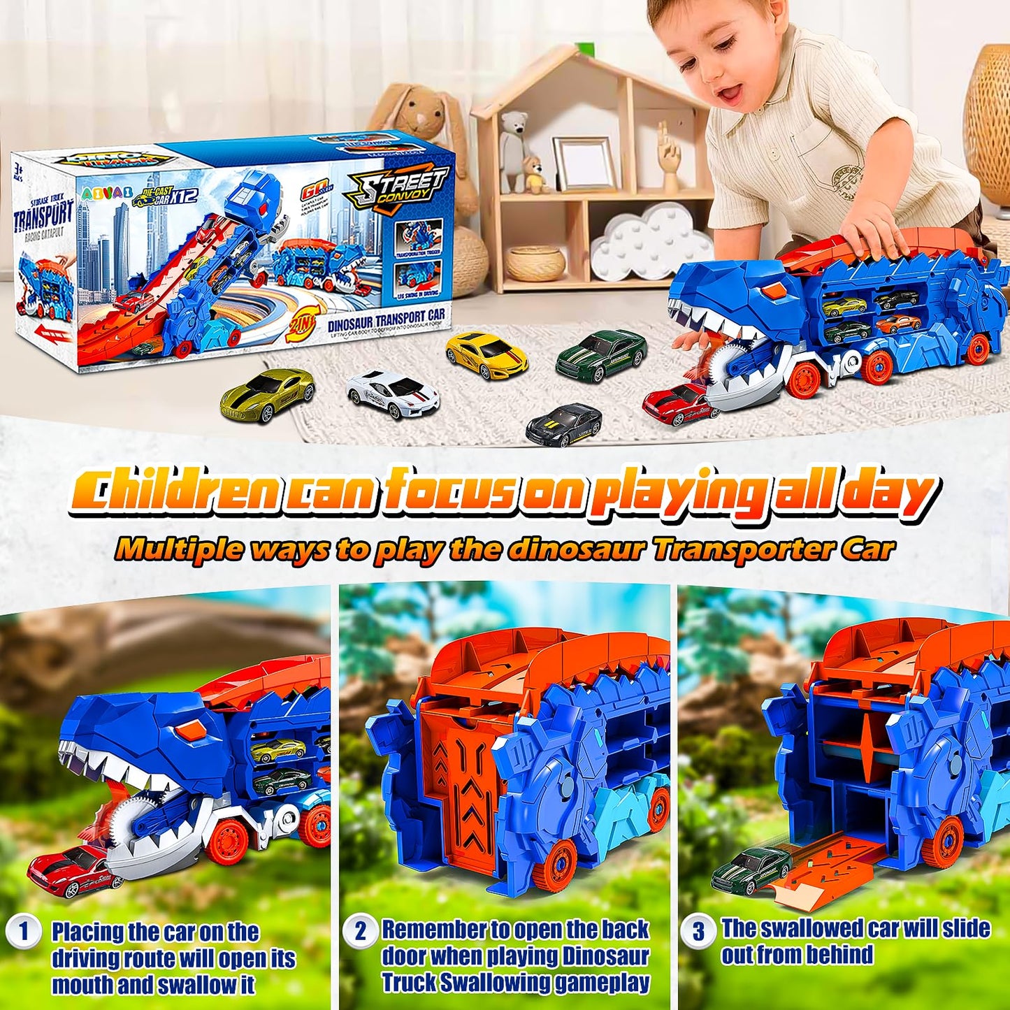 Dinosaur Truck Toy Set for Toddlers