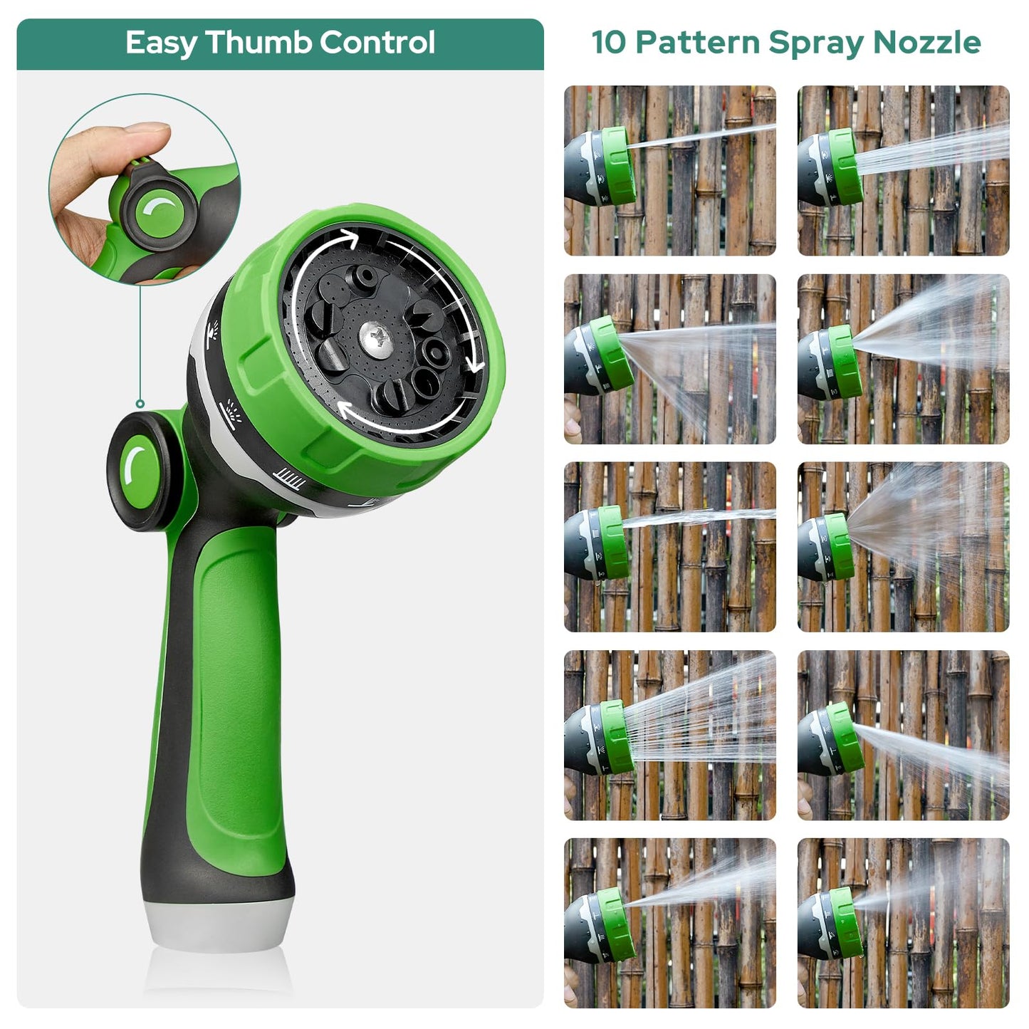 50 ft HOMEIDEAS Kink-free Garden Hose with Nozzle