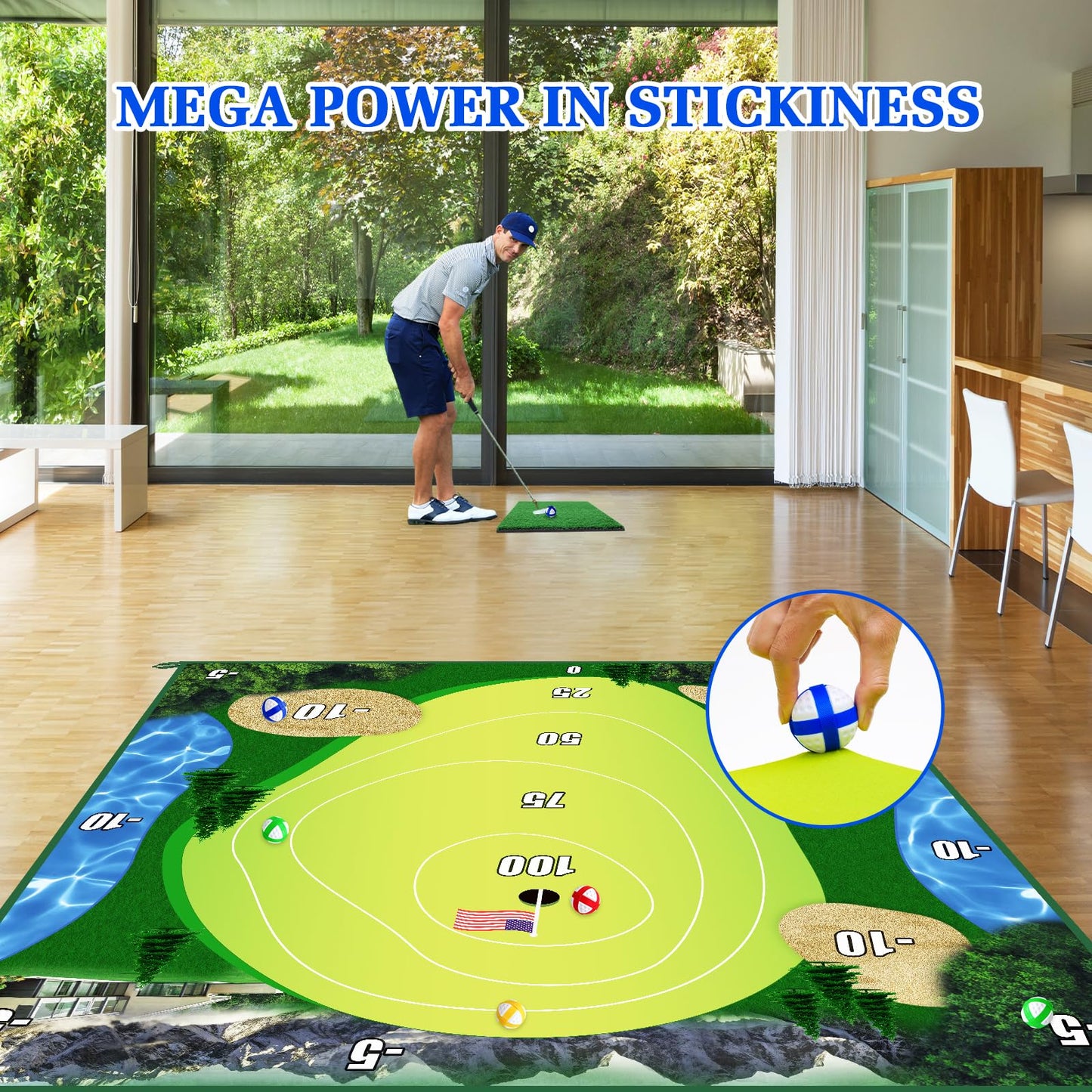 Golf Chipping Game with Double-Sided Practice Mat