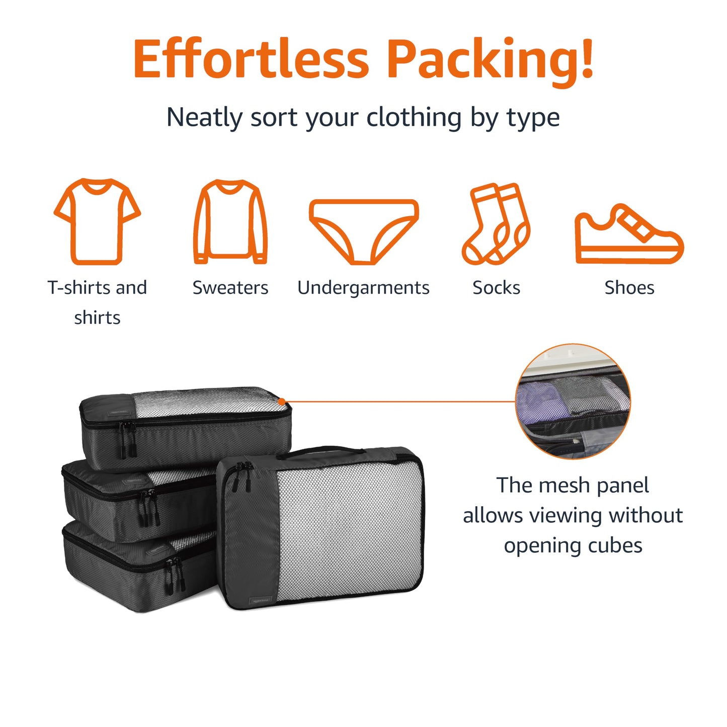 4-Piece Packing Cubes Travel Organizer Set